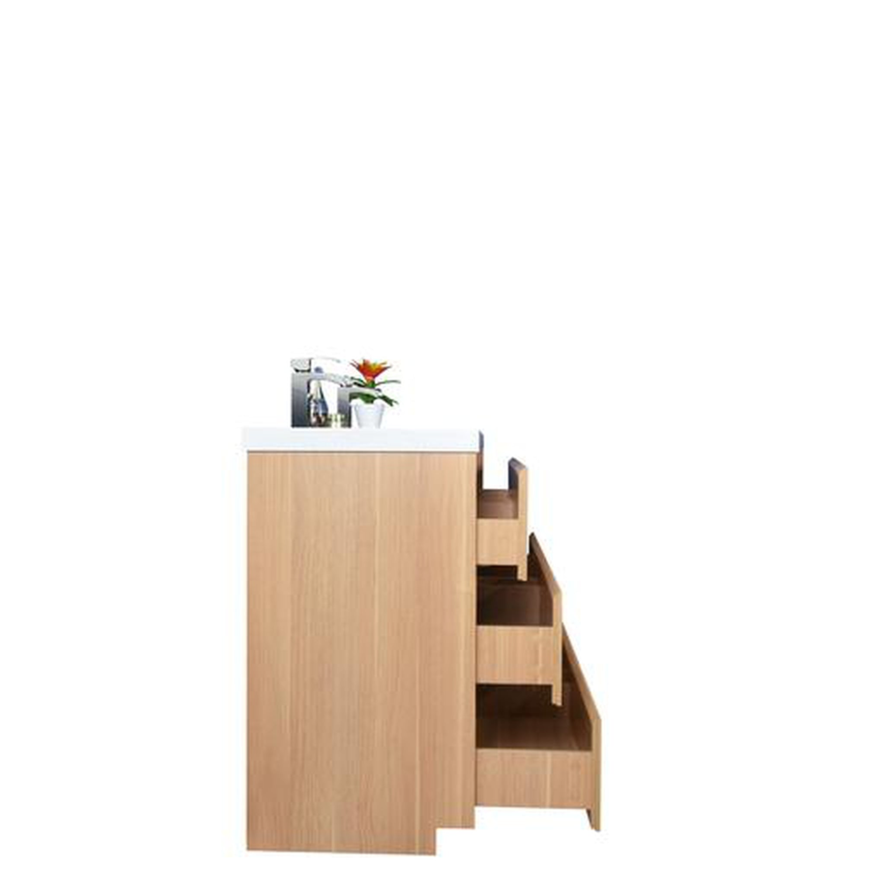 Elysian 60" White Oak Freestanding Vanity With Double Reinforced White Acrylic Sinks