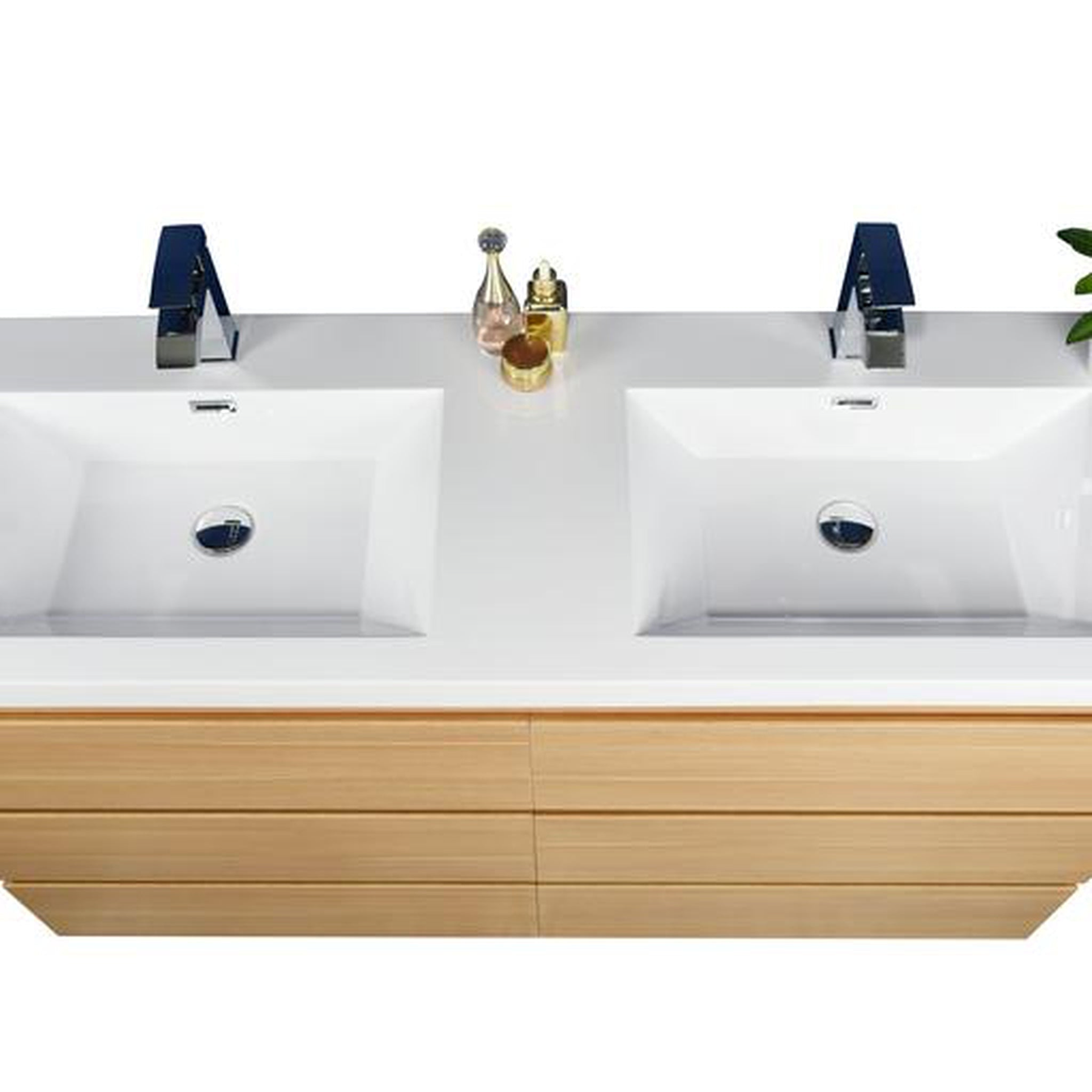 Elysian 60" White Oak Freestanding Vanity With Double Reinforced White Acrylic Sinks