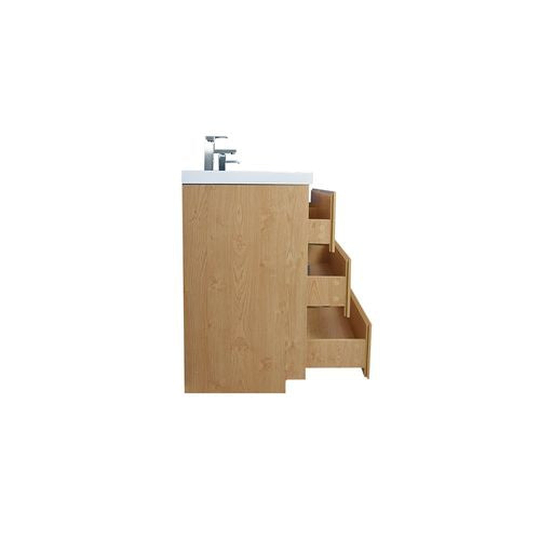 Elysian 60" New England Oak Freestanding Vanity With Double Reinforced White Acrylic Sinks