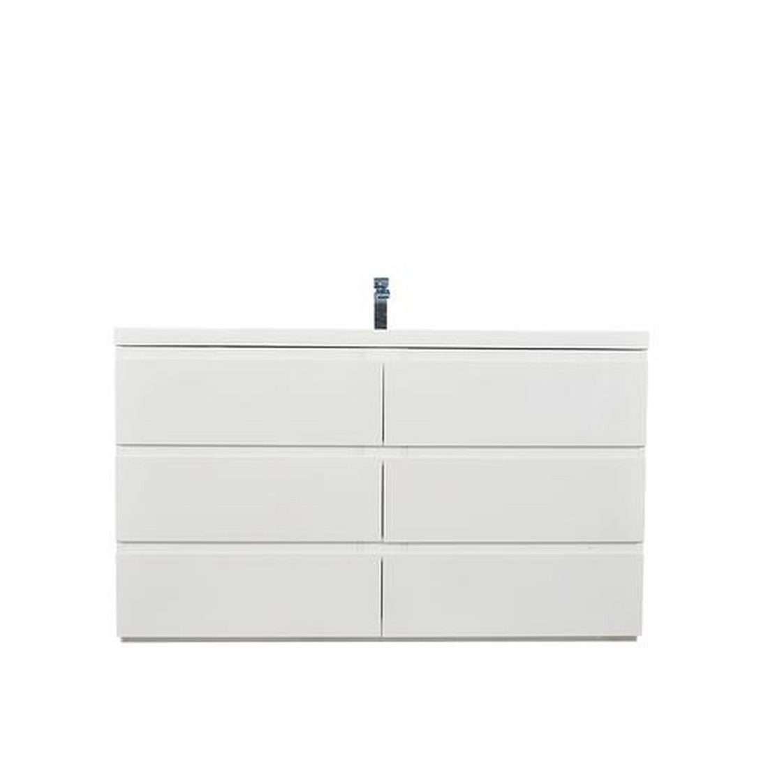 Elysian 60" High Gloss White Freestanding Vanity With Single Reinforced White Acrylic Sink