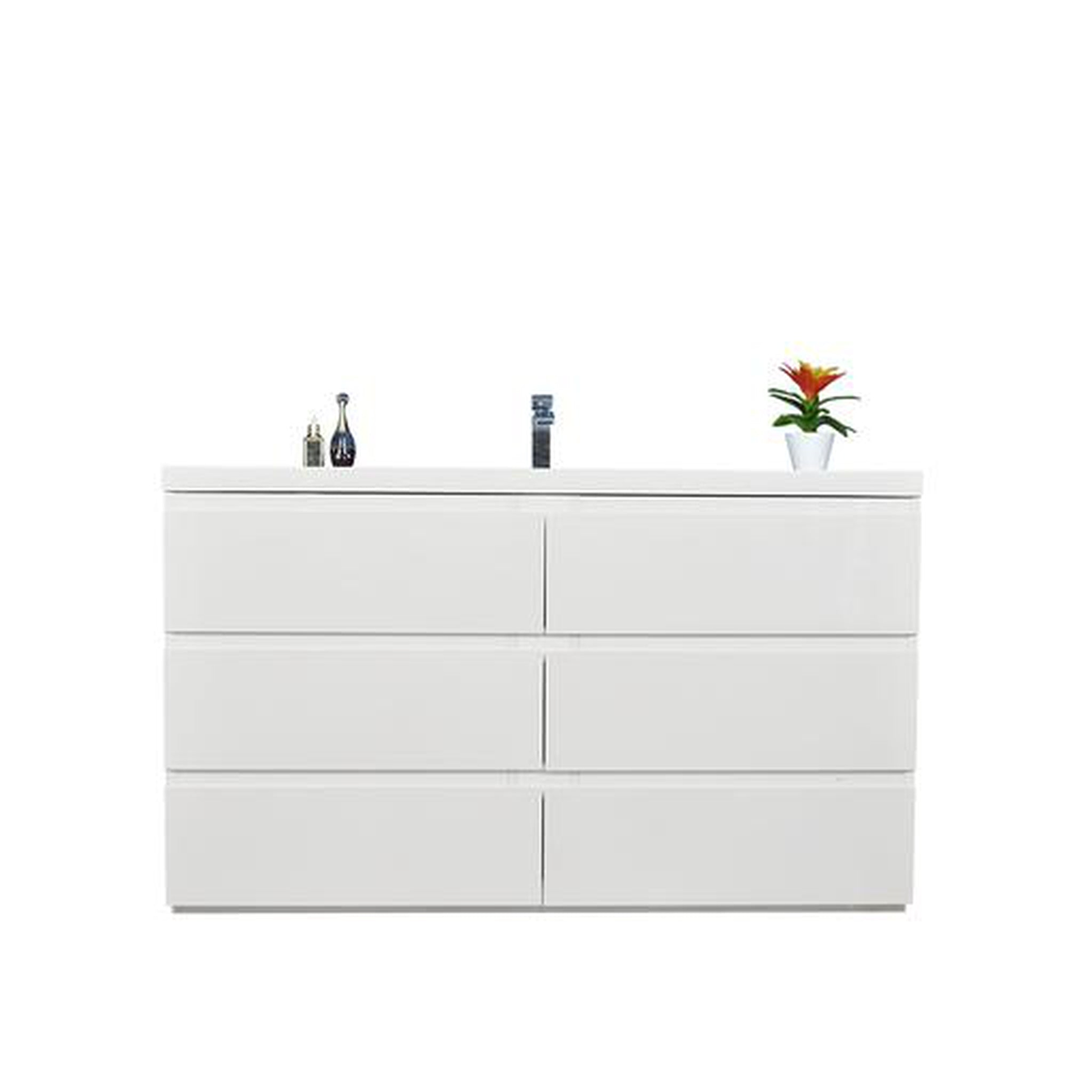 Elysian 60" High Gloss White Freestanding Vanity With Single Reinforced White Acrylic Sink