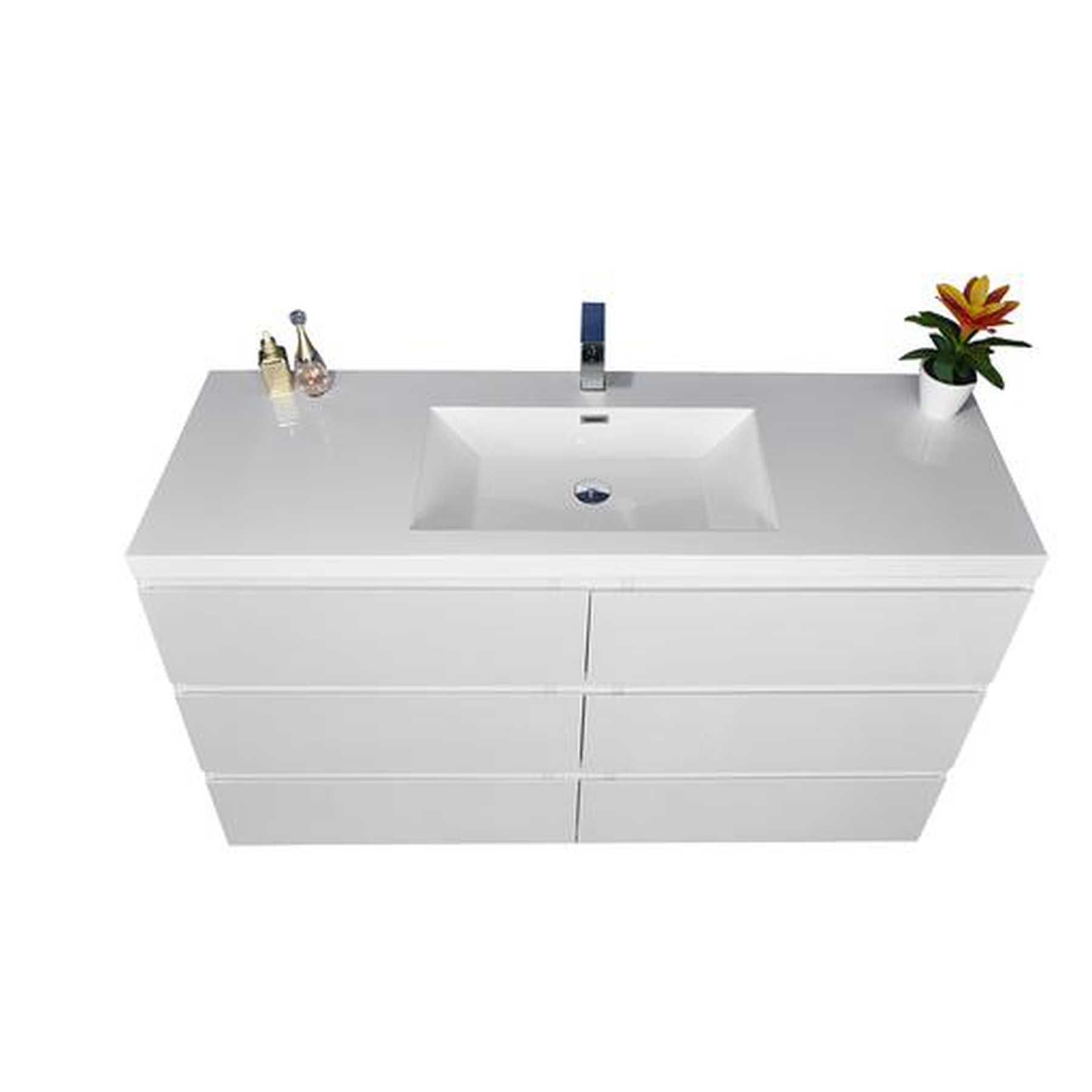 Elysian 60" High Gloss White Freestanding Vanity With Single Reinforced White Acrylic Sink