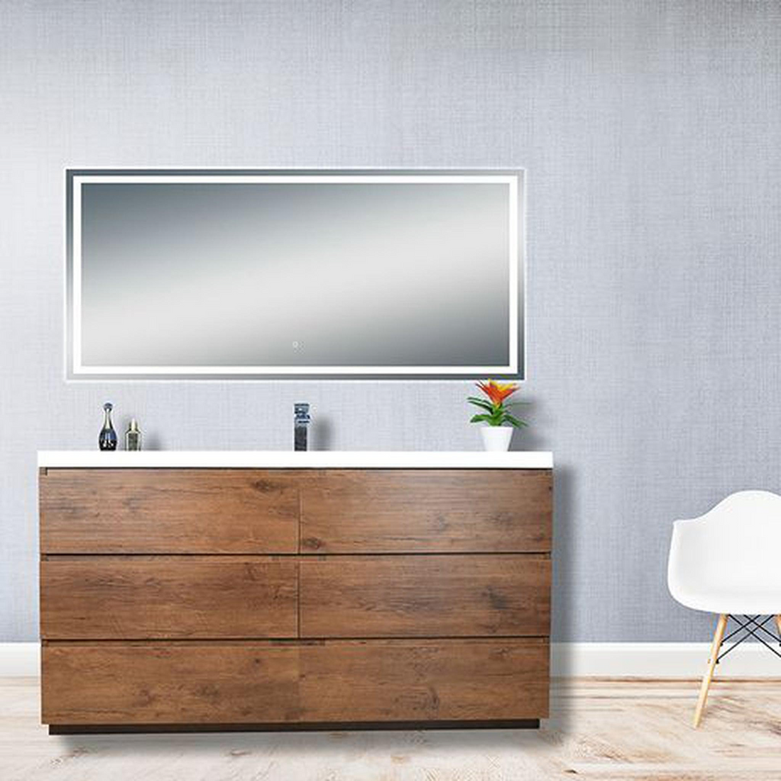 Elysian 60" Rosewood Freestanding Vanity With Single Reinforced White Acrylic Sink