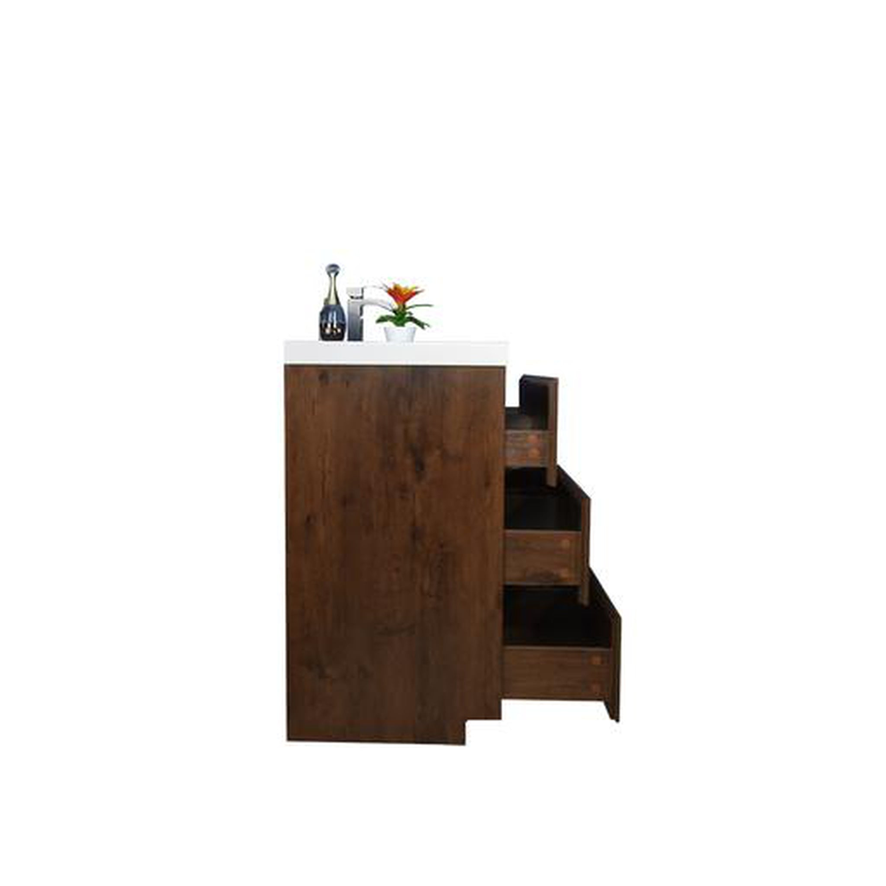 Elysian 60" Rosewood Freestanding Vanity With Single Reinforced White Acrylic Sink