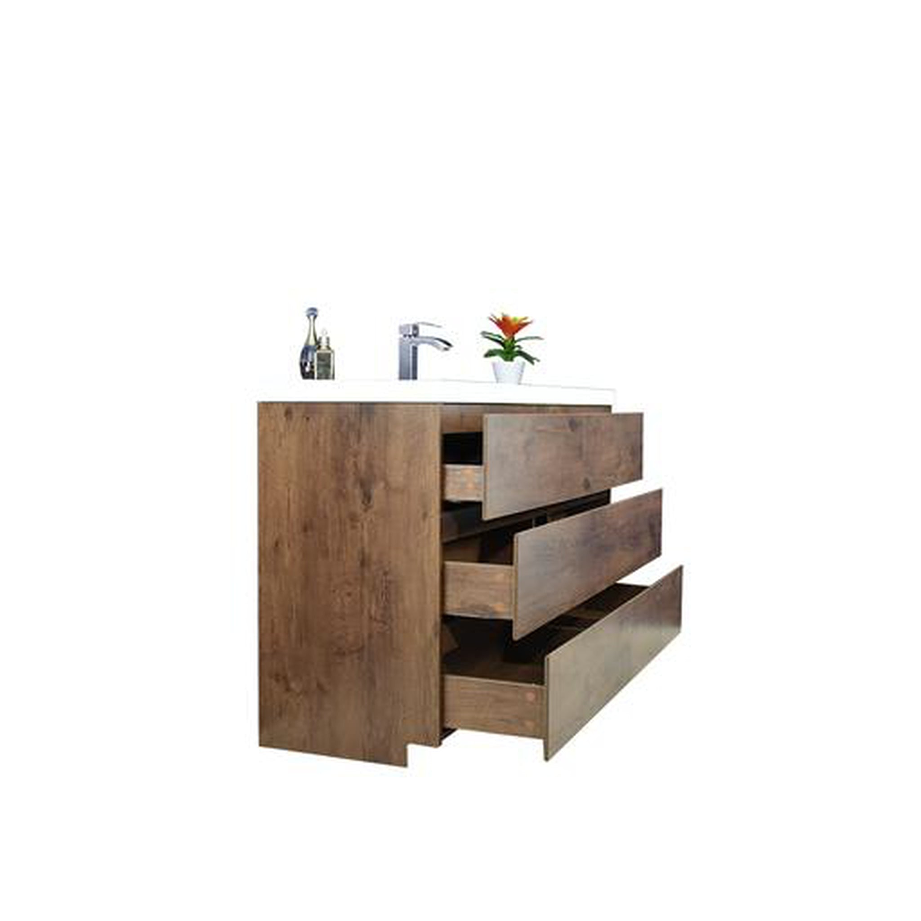 Elysian 60" Rosewood Freestanding Vanity With Single Reinforced White Acrylic Sink