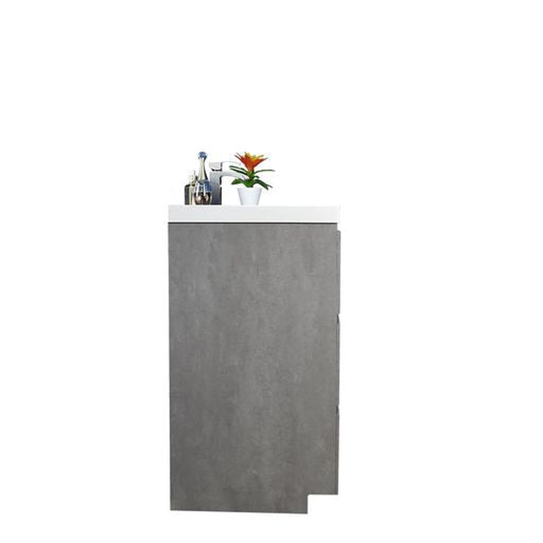 Elysian 60" Cement Gray Freestanding Vanity With Single Reinforced White Acrylic Sink