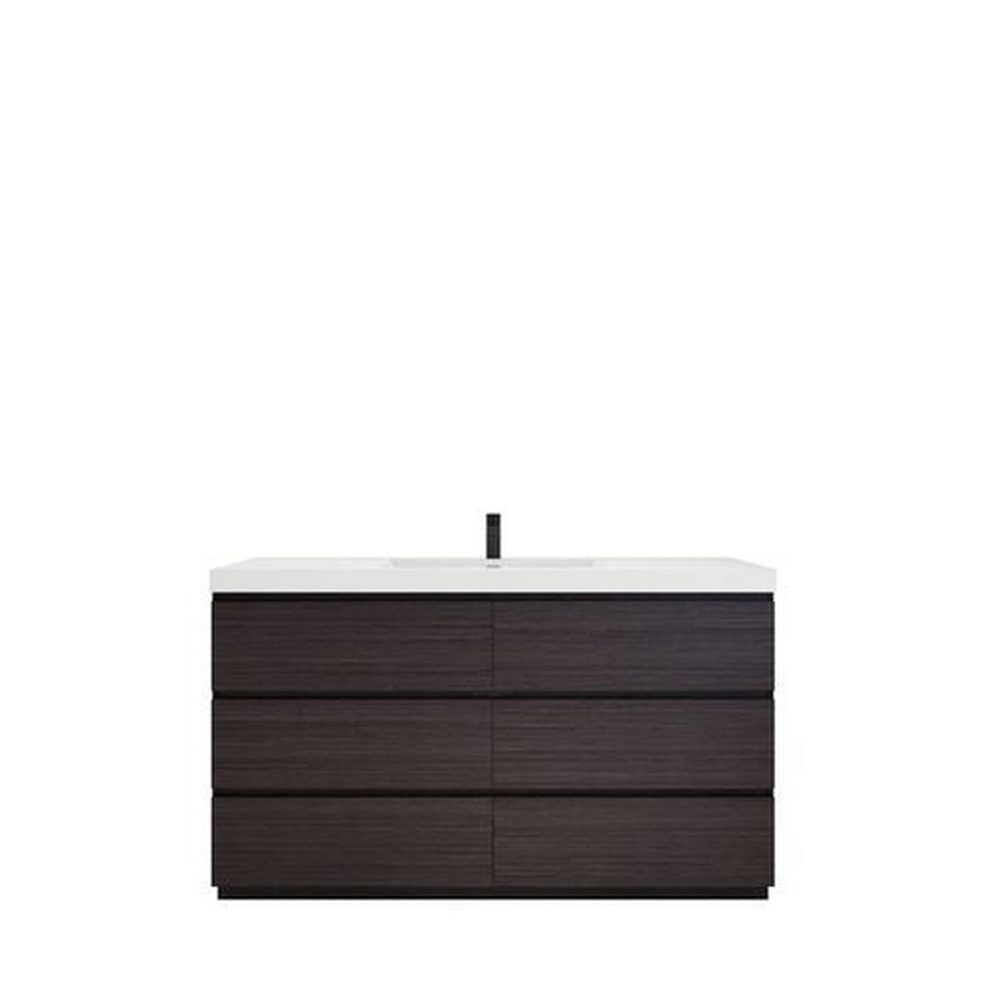 Elysian 60" Dark Gray Oak Freestanding Vanity With Single Reinforced White Acrylic Sink