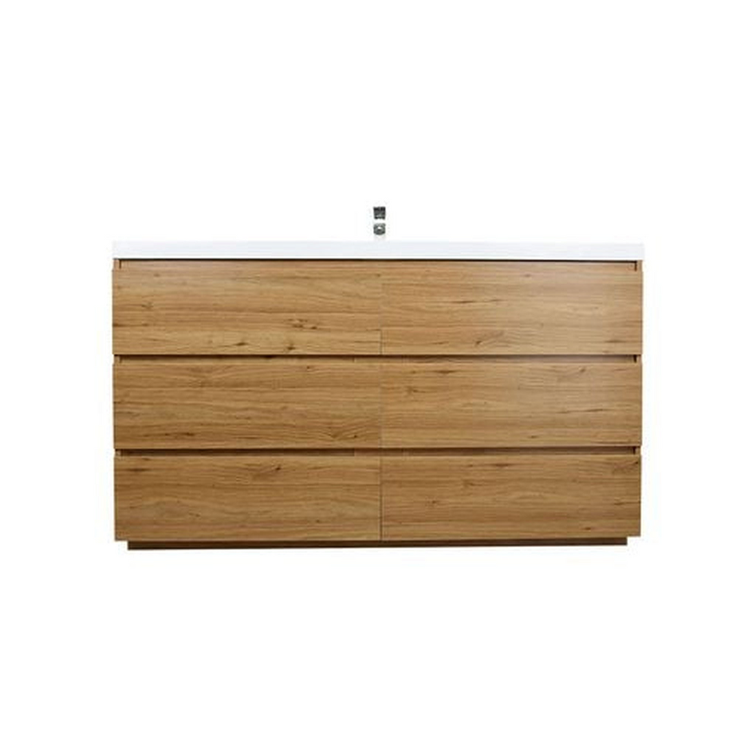 Elysian 60" Nature Oak Freestanding Vanity With Single Reinforced White Acrylic Sink