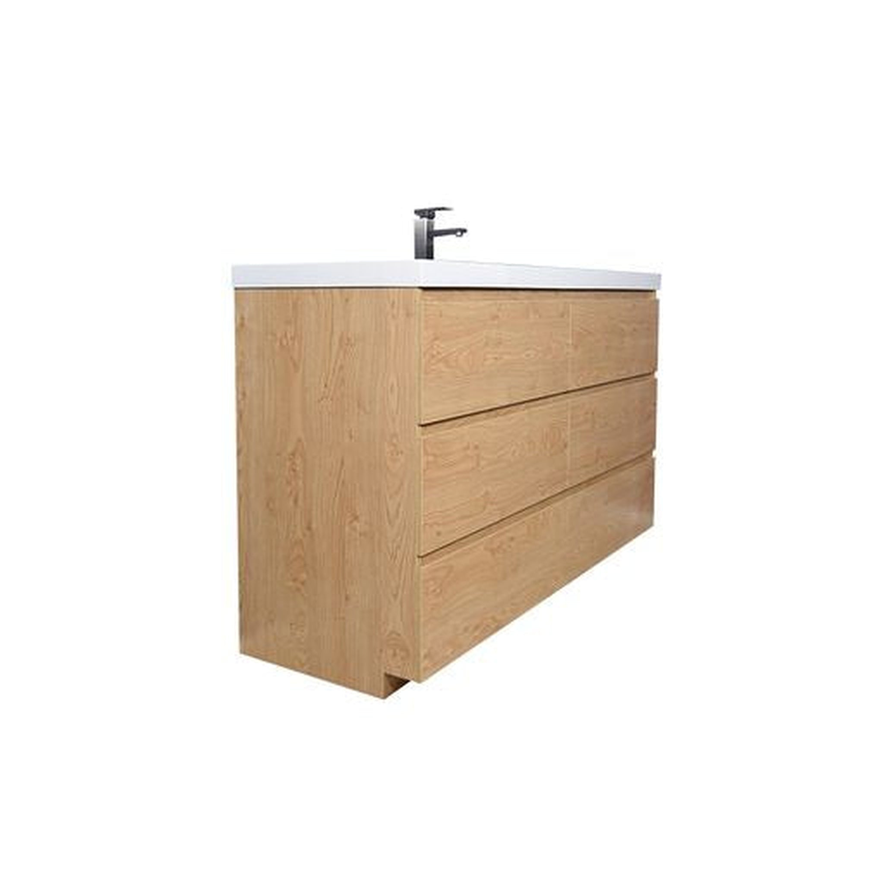 Elysian 60" New England Oak Freestanding Vanity With Single Reinforced White Acrylic Sink