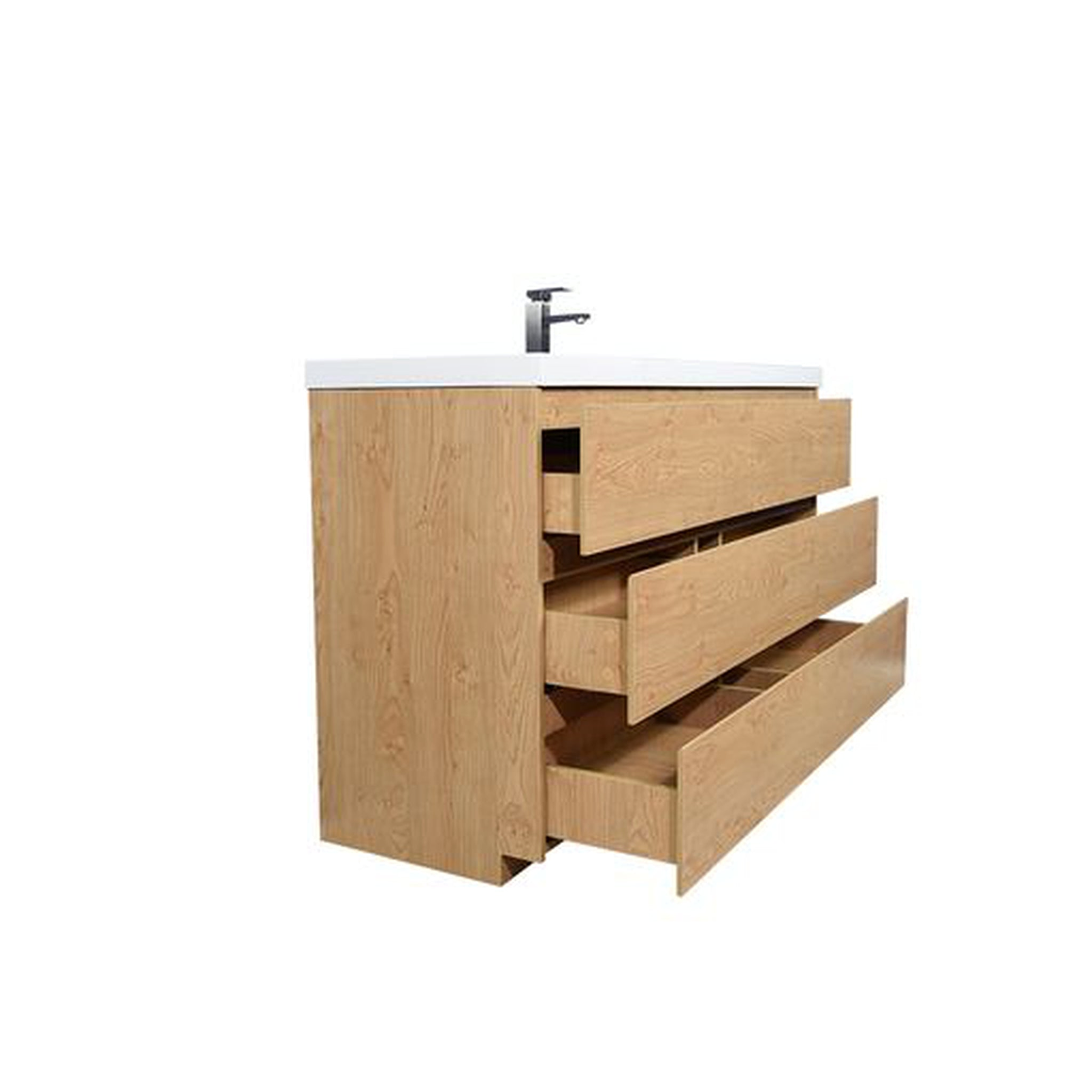 Elysian 60" New England Oak Freestanding Vanity With Single Reinforced White Acrylic Sink