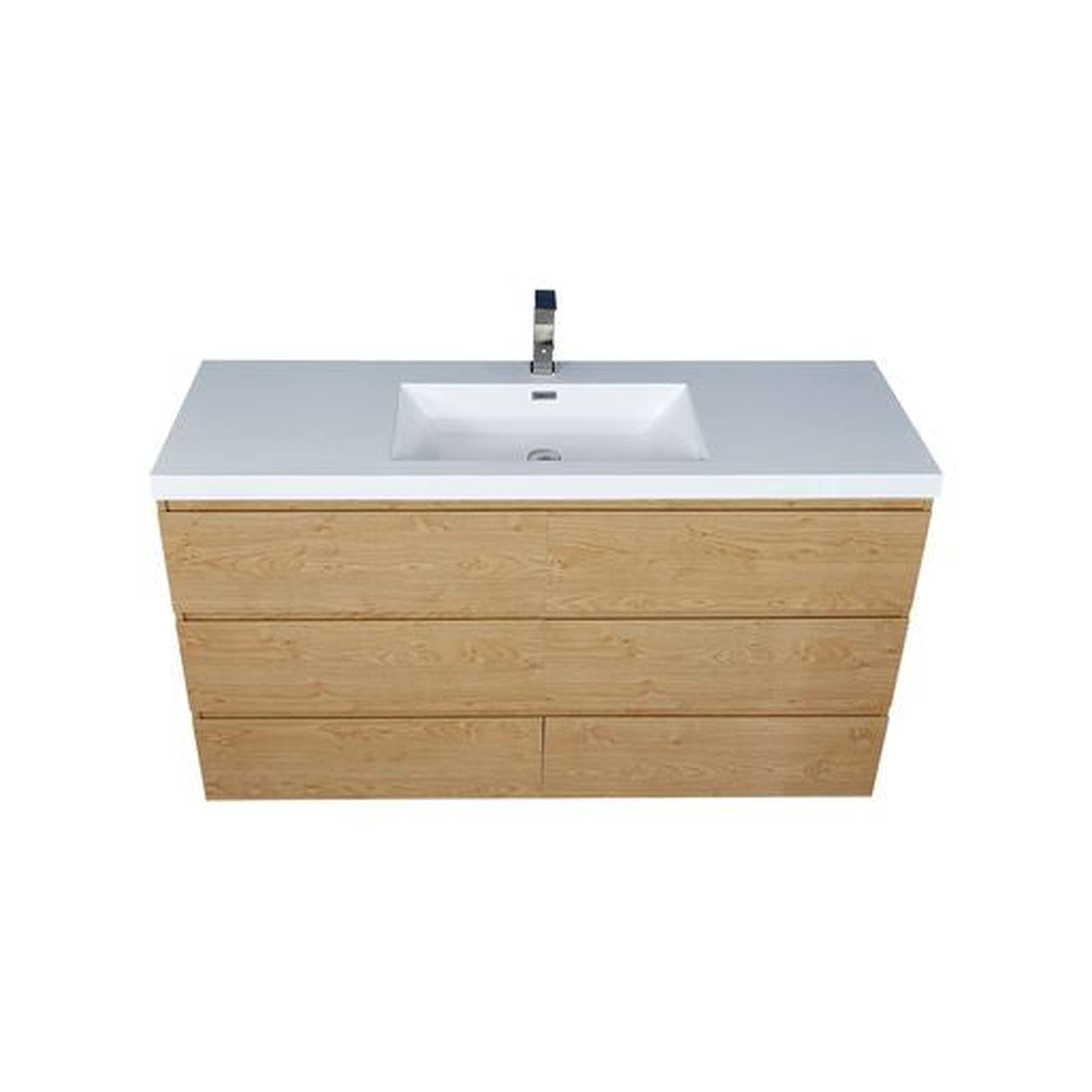 Elysian 60" New England Oak Freestanding Vanity With Single Reinforced White Acrylic Sink
