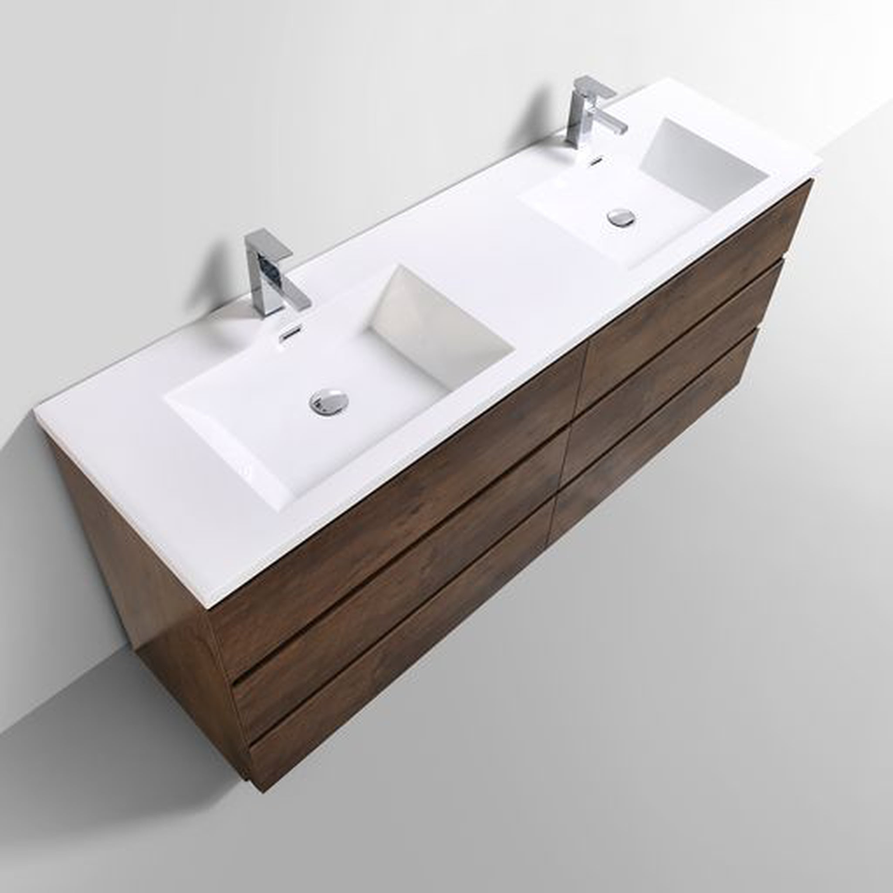 Elysian 72" Rosewood Freestanding Vanity With Double Reinforced White Acrylic Sinks