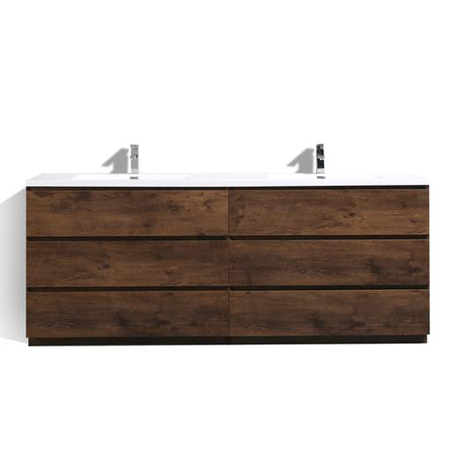 Elysian 84" Rosewood Freestanding Vanity With Double Reinforced White Acrylic Sinks