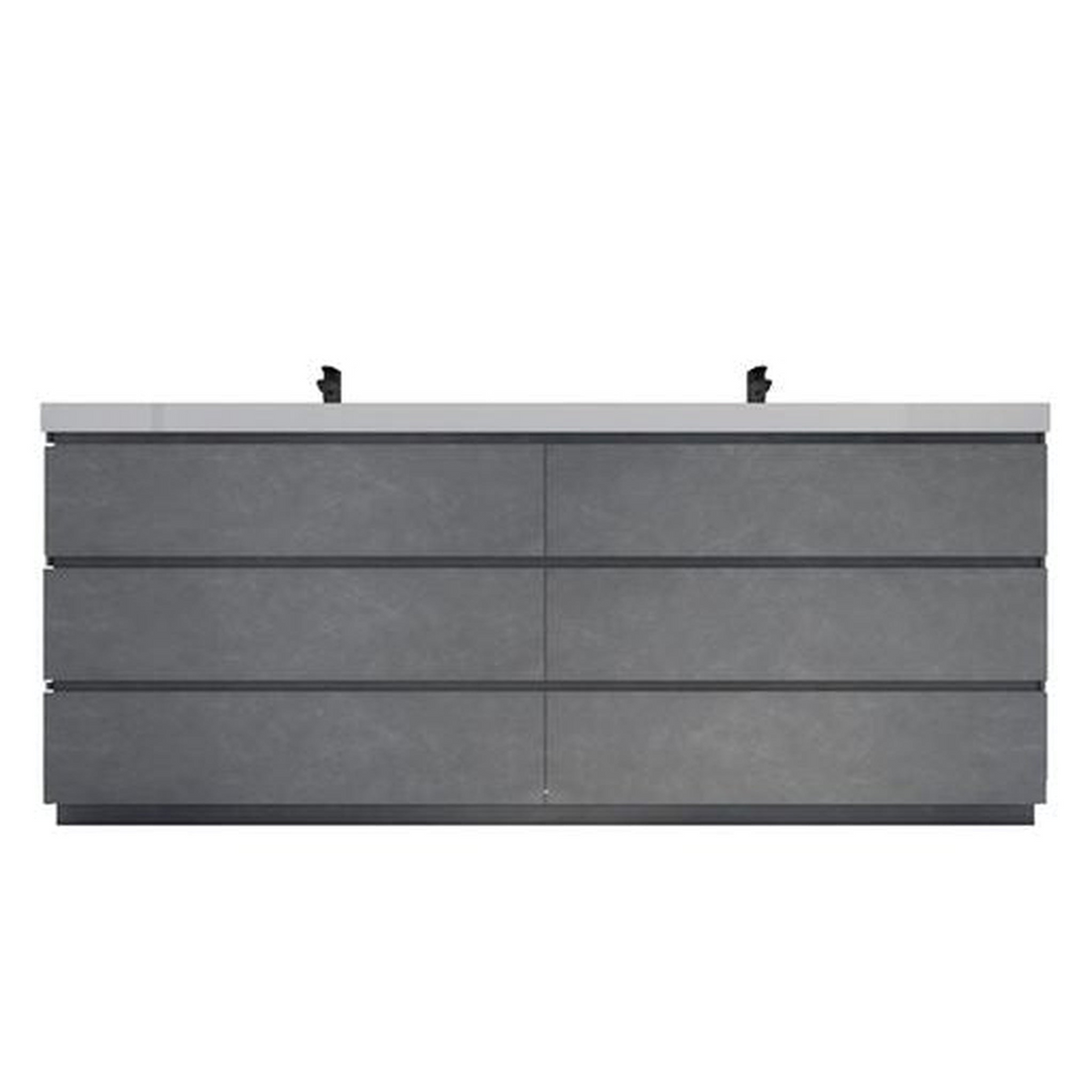 Elysian 84" Cement Gray Freestanding Vanity With Double Reinforced White Acrylic Sinks