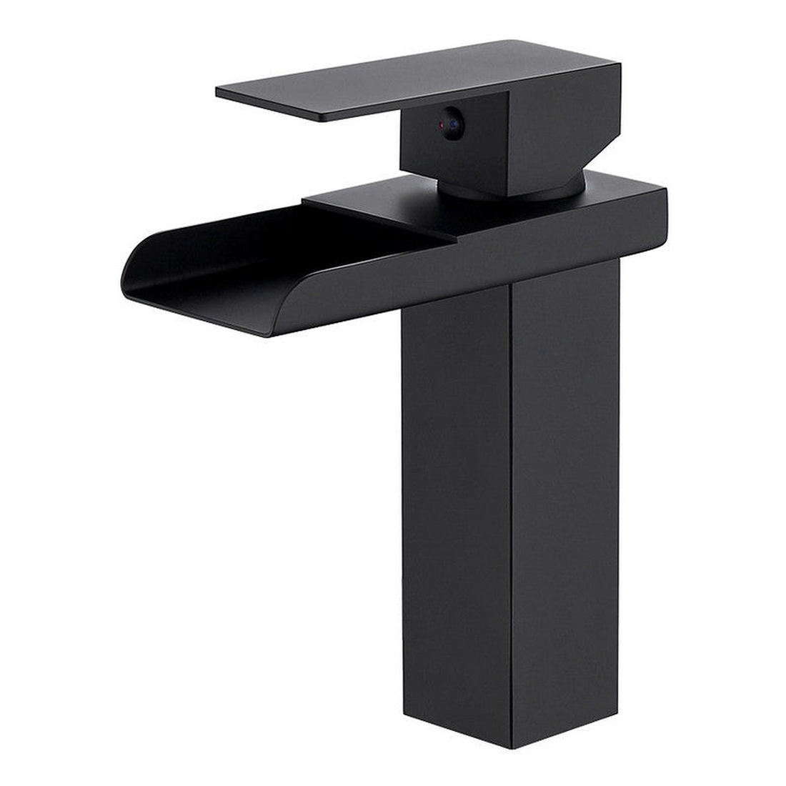 BathCraft Nelli 6" x 7" Single Hole Matte Black Waterfall Faucet