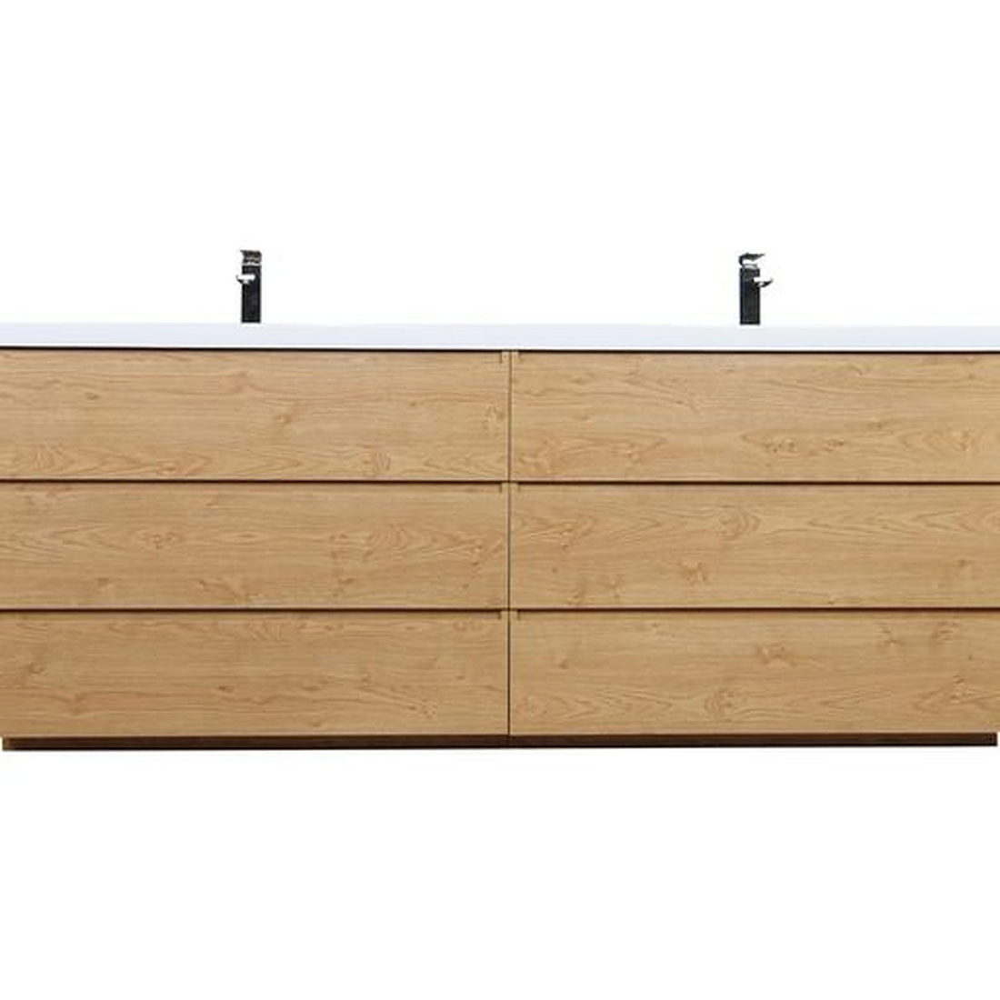 Elysian 84" New England Oak Freestanding Vanity With Double Reinforced White Acrylic Sinks