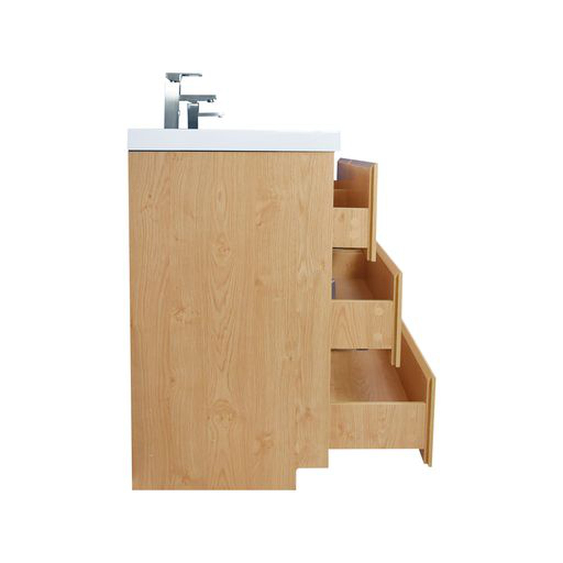 Elysian 84" New England Oak Freestanding Vanity With Double Reinforced White Acrylic Sinks