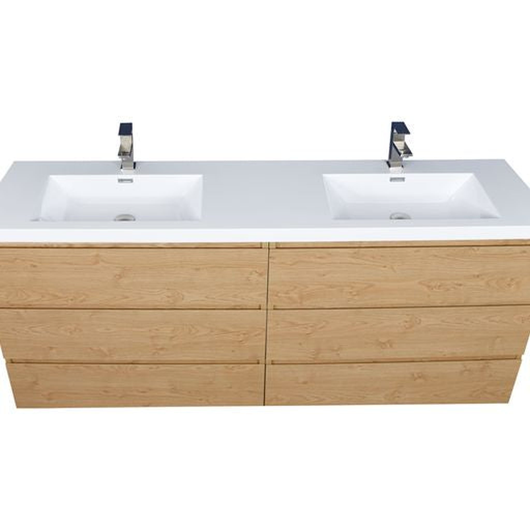 Elysian 84" New England Oak Freestanding Vanity With Double Reinforced White Acrylic Sinks