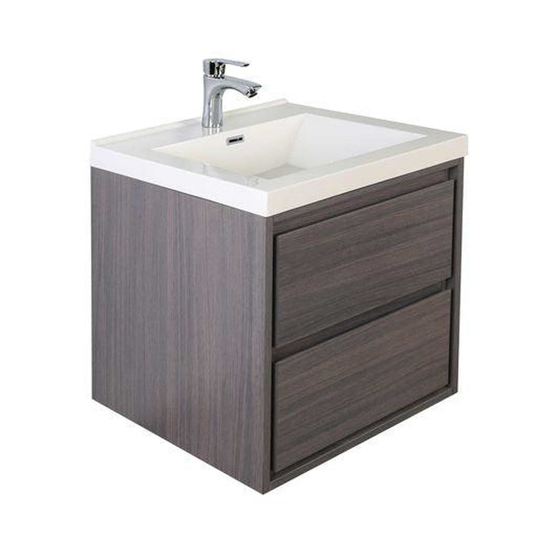 Eden 24" Dark Gray Oak Wall-Mounted Modern Vanity With Single Reinforced White Acrylic Sink