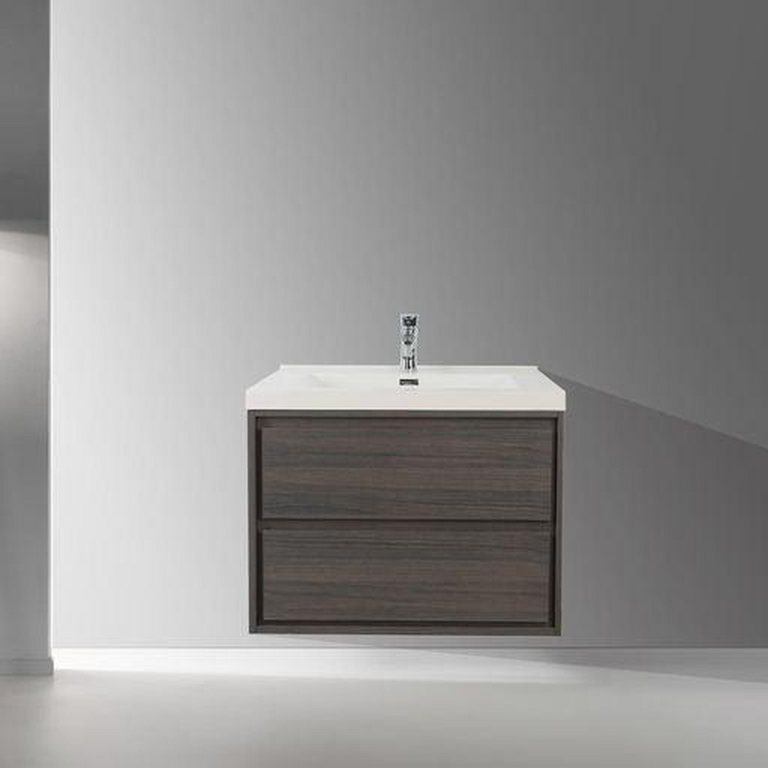 Eden 24" Dark Gray Oak Wall-Mounted Modern Vanity With Single Reinforced White Acrylic Sink
