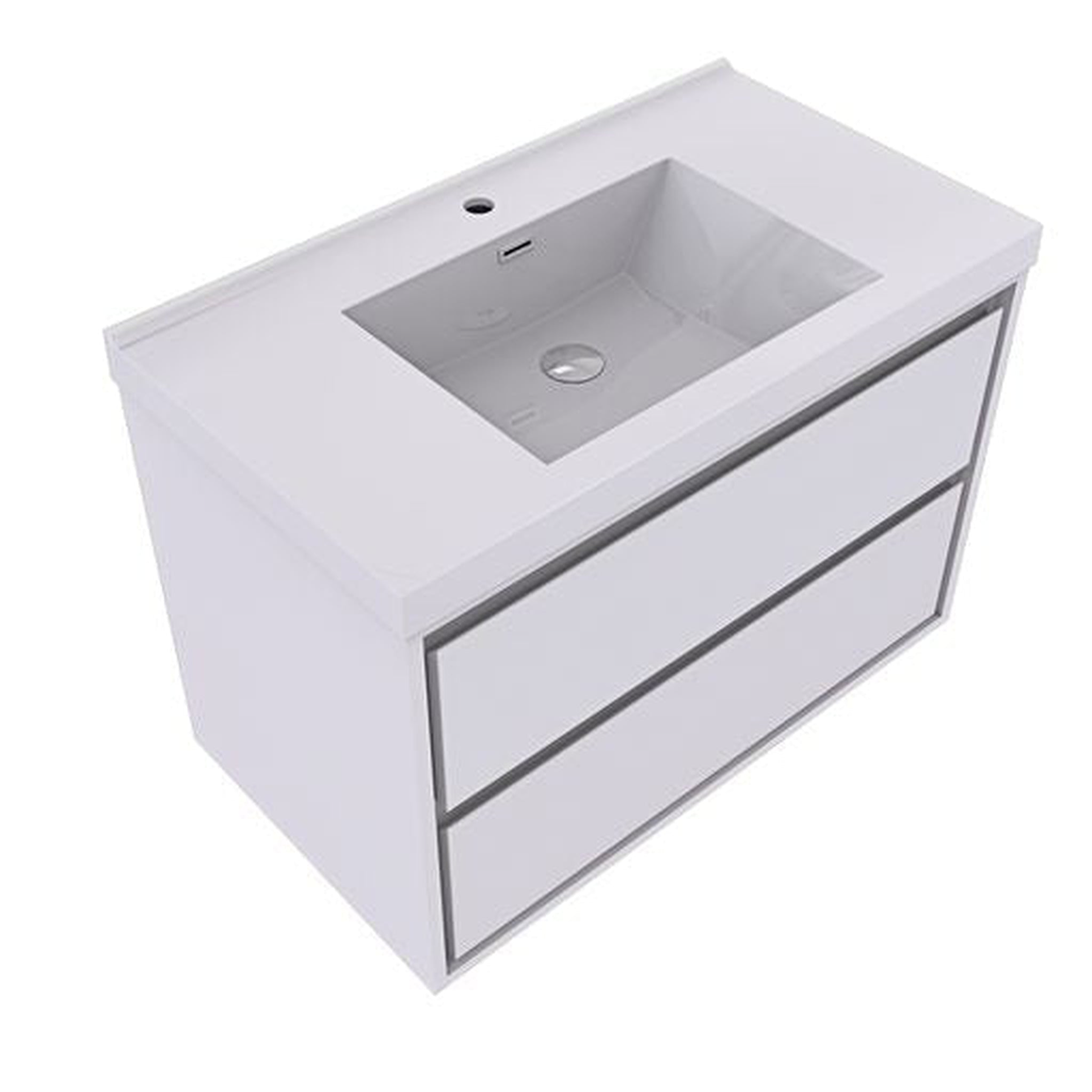 Eden 36" High Gloss White Wall-Mounted Modern Vanity With Single Reinforced White Acrylic Sink
