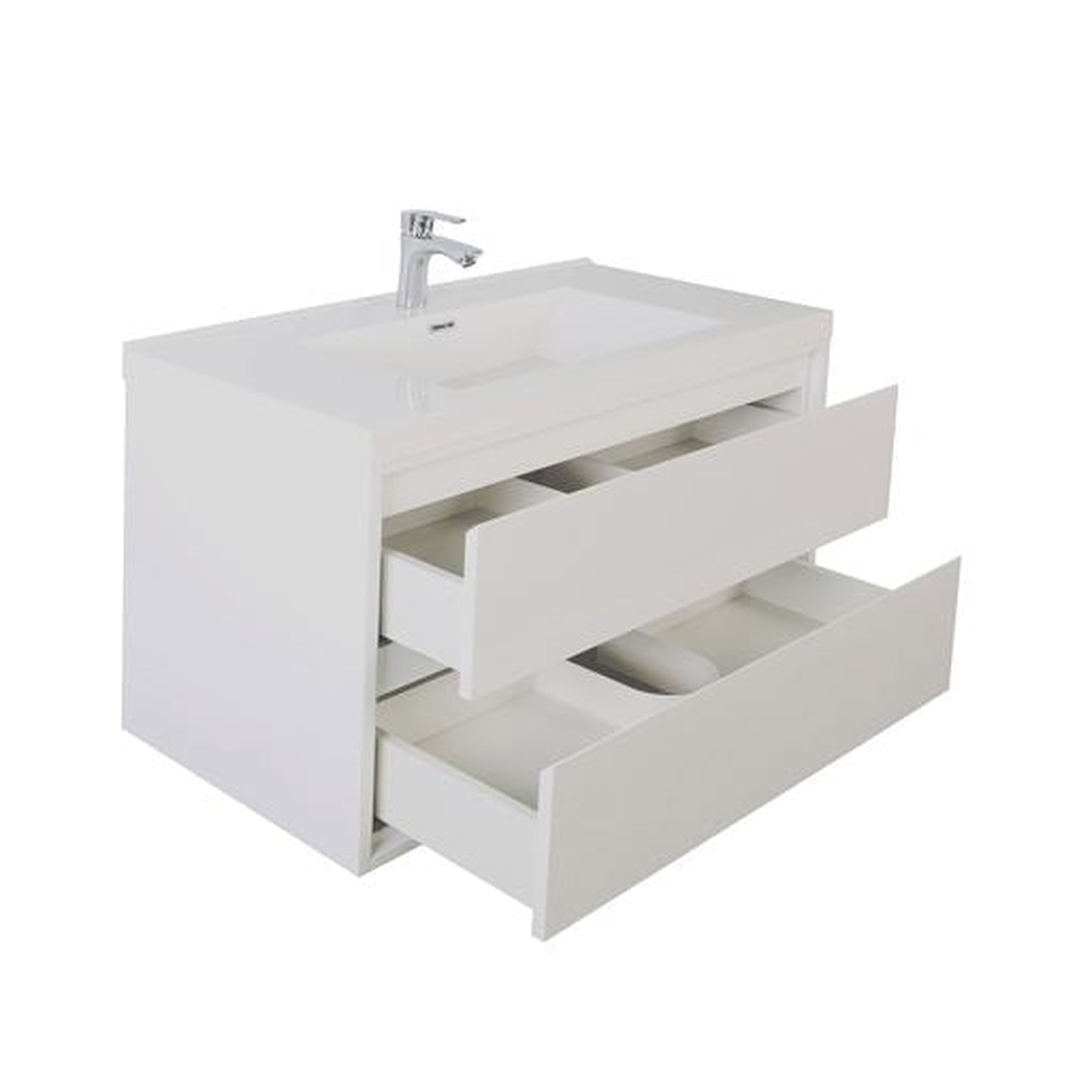 Eden 36" High Gloss White Wall-Mounted Modern Vanity With Single Reinforced White Acrylic Sink