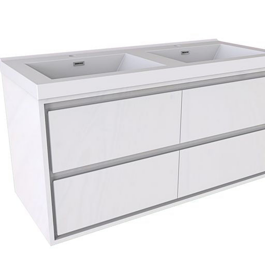 Eden 48" High Gloss White Wall-Mounted Modern Vanity With Double Reinforced White Acrylic Sinks