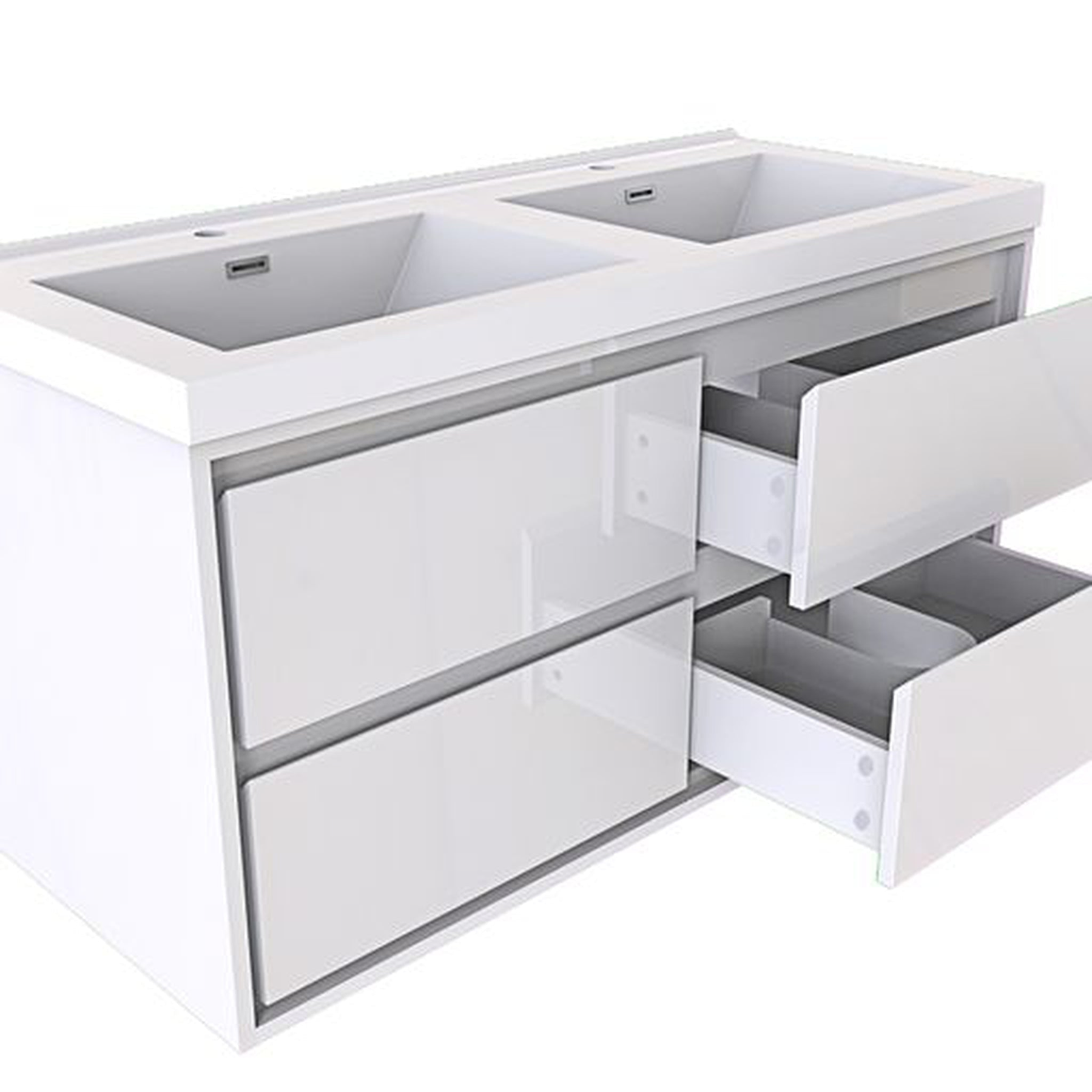 Eden 48" High Gloss White Wall-Mounted Modern Vanity With Double Reinforced White Acrylic Sinks
