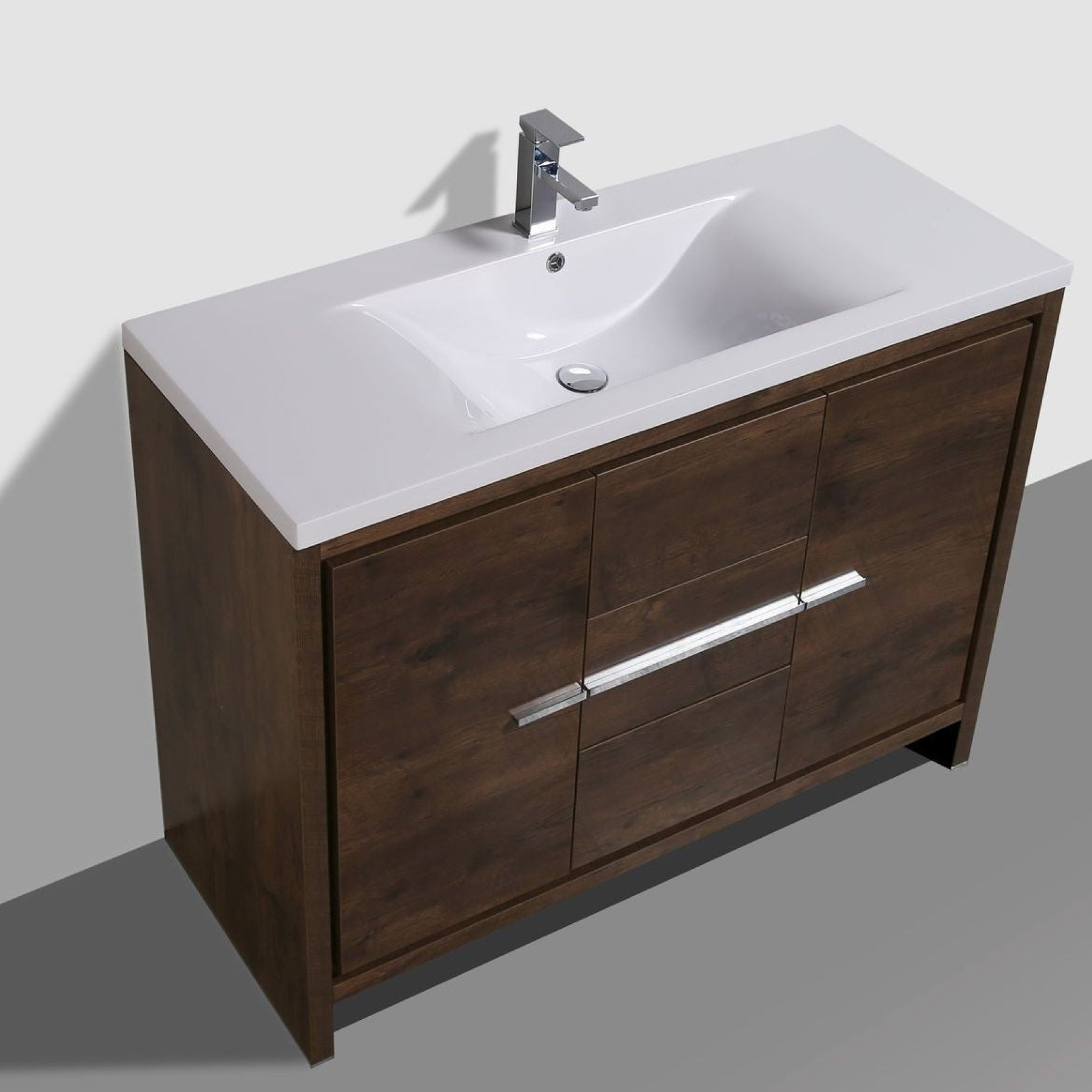 Amara 48" Rosewood Freestanding Vanity With Single Reinforced White Acrylic Sink