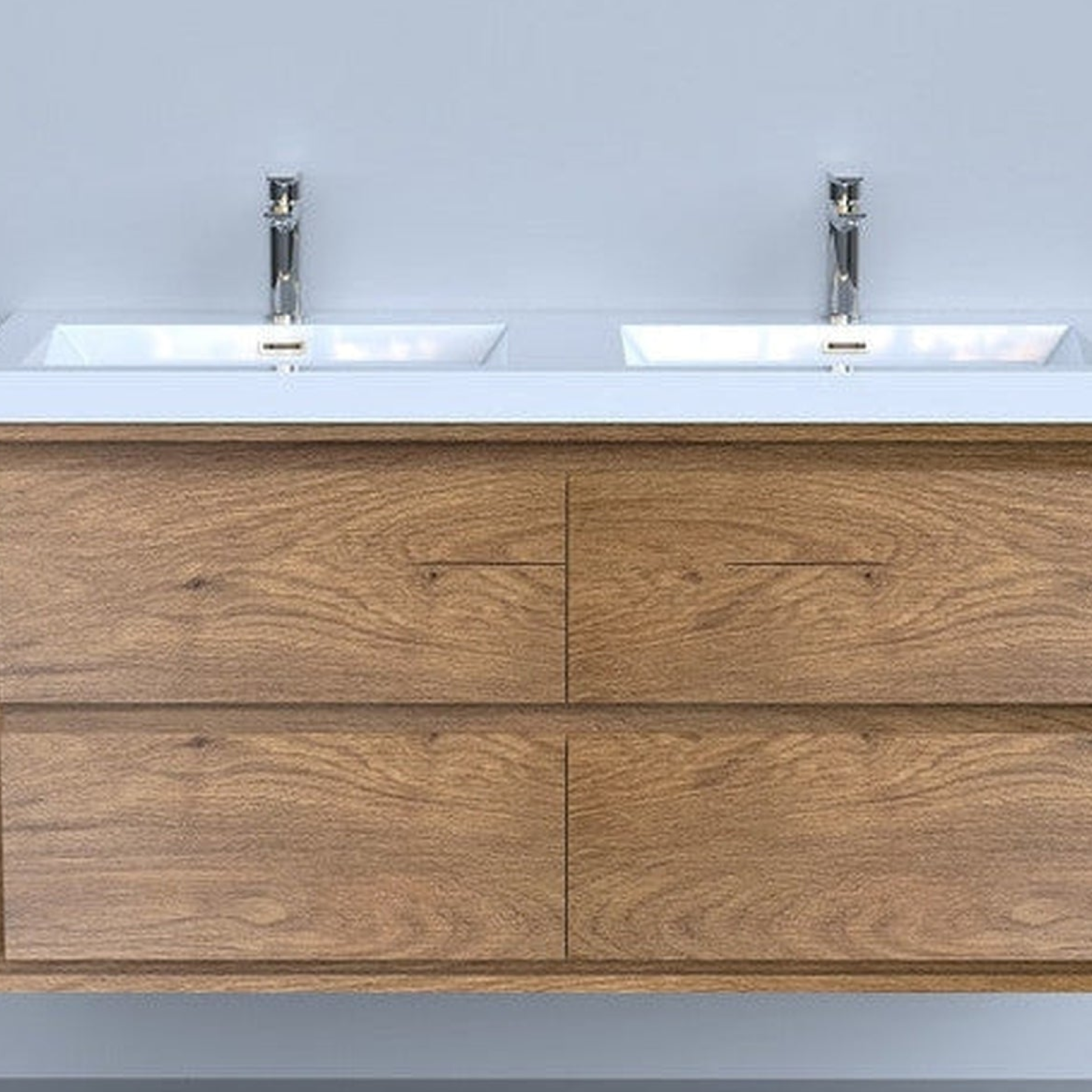 Eden 48" White Oak Wall-Mounted Modern Vanity With Double Reinforced White Acrylic Sinks