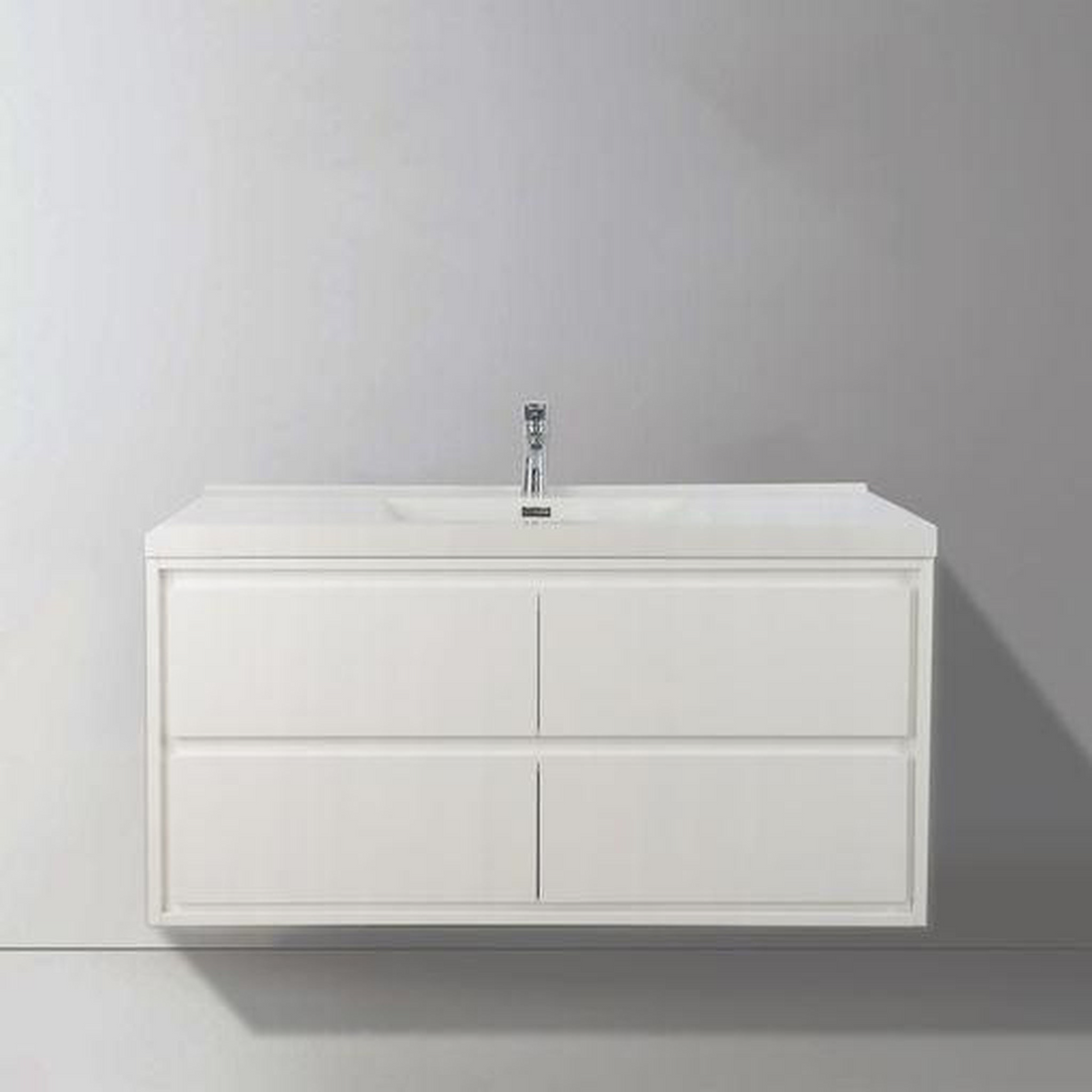 Eden 48" High Gloss White Wall-Mounted Modern Vanity With Single Reinforced White Acrylic Sink