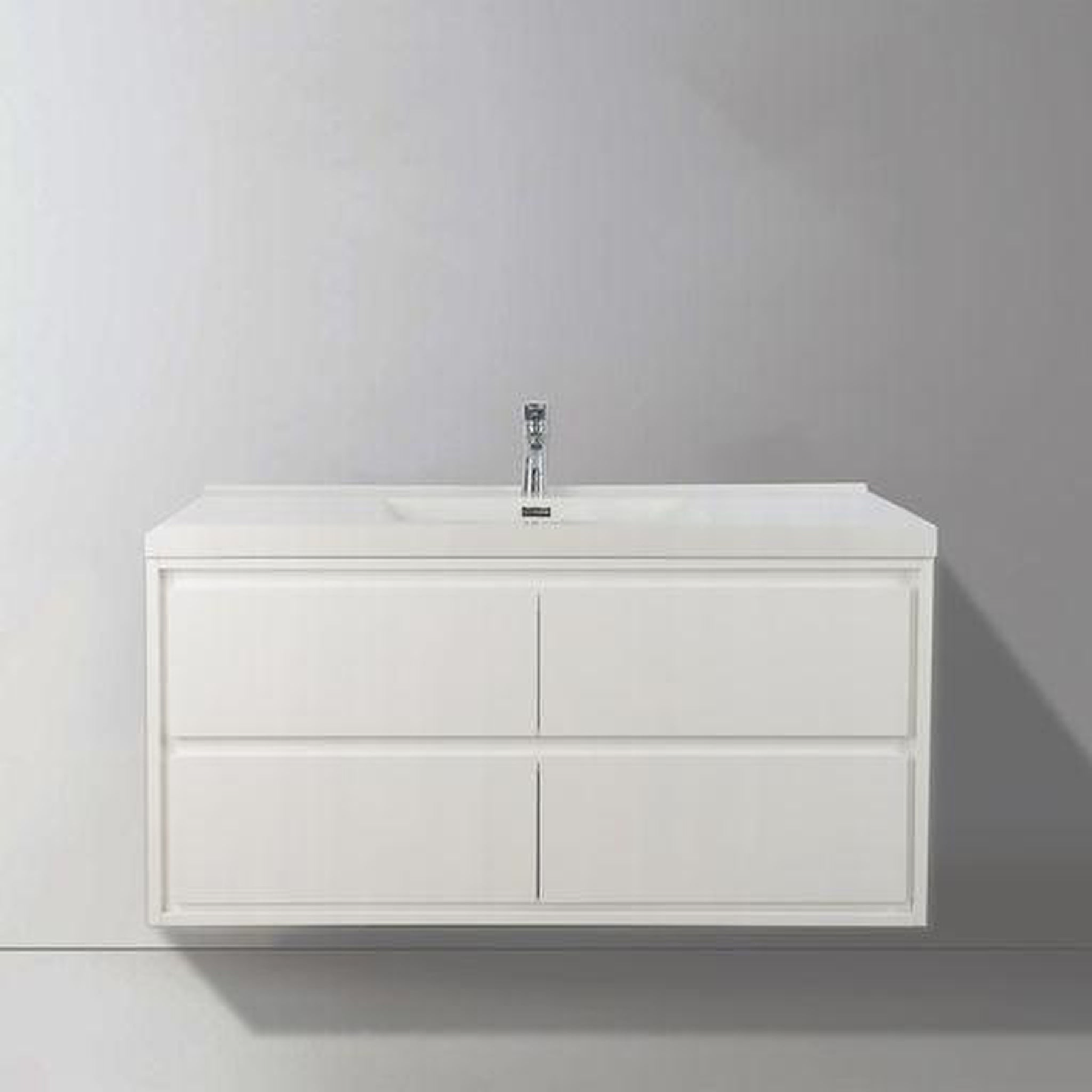 Eden 48" High Gloss White Wall-Mounted Modern Vanity With Single Reinforced White Acrylic Sink