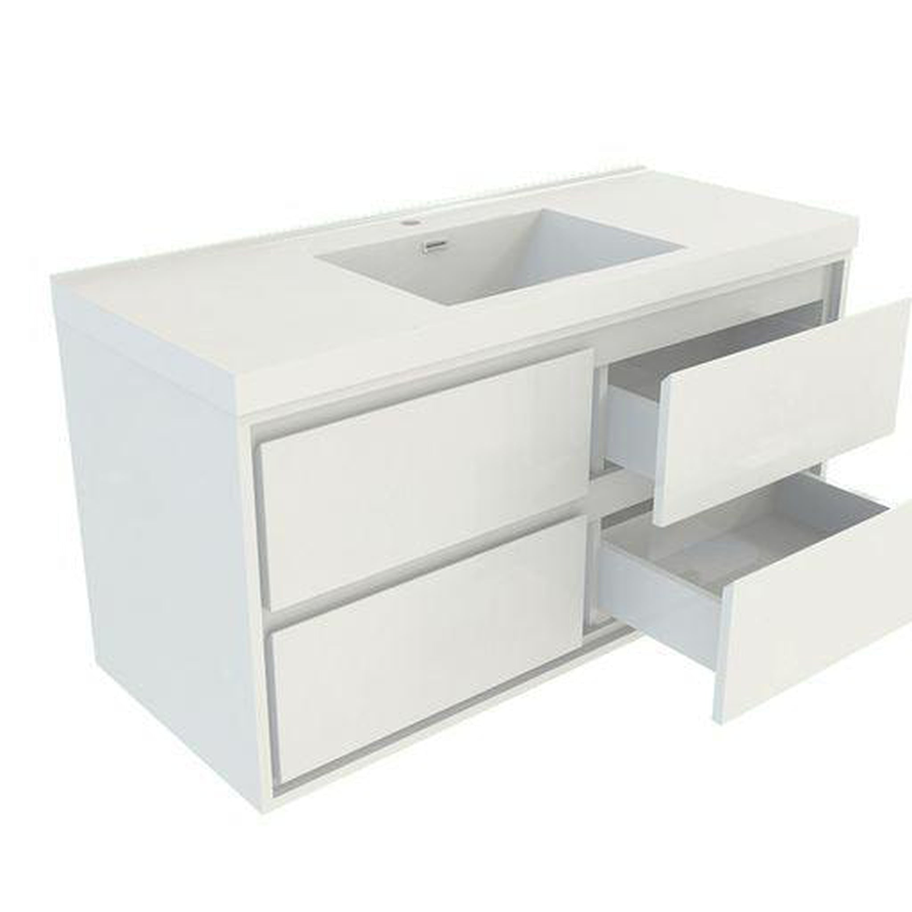 Eden 48" High Gloss White Wall-Mounted Modern Vanity With Single Reinforced White Acrylic Sink