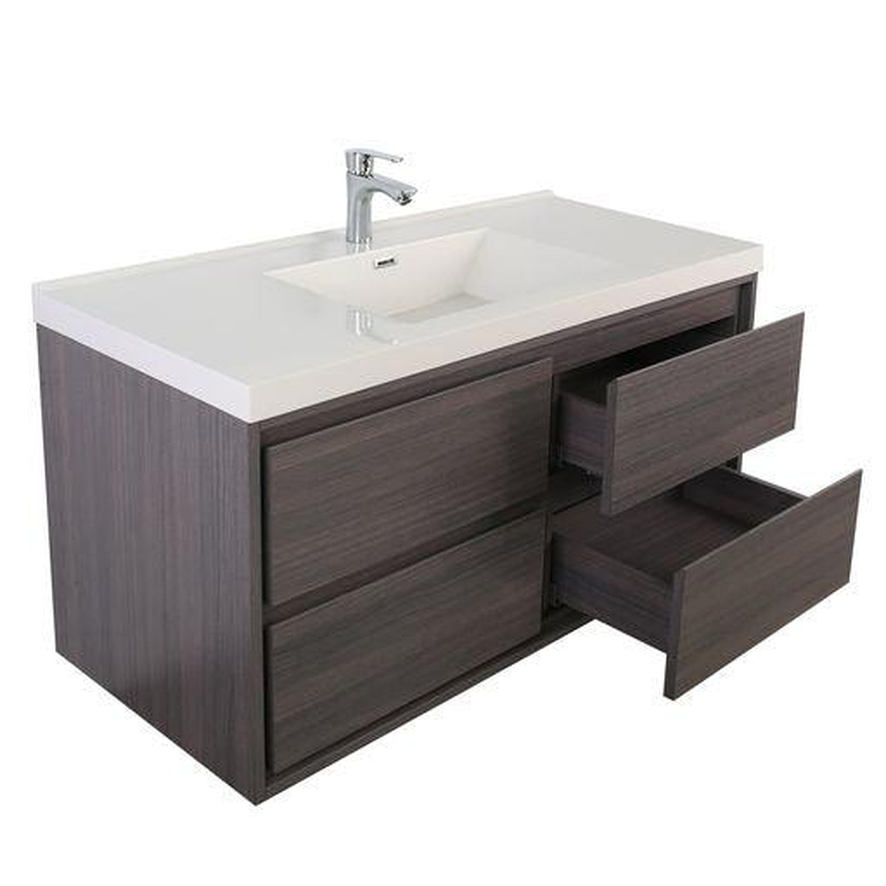 Eden 48" Dark Gray Oak Wall-Mounted Modern Vanity With Single Reinforced White Acrylic Sink