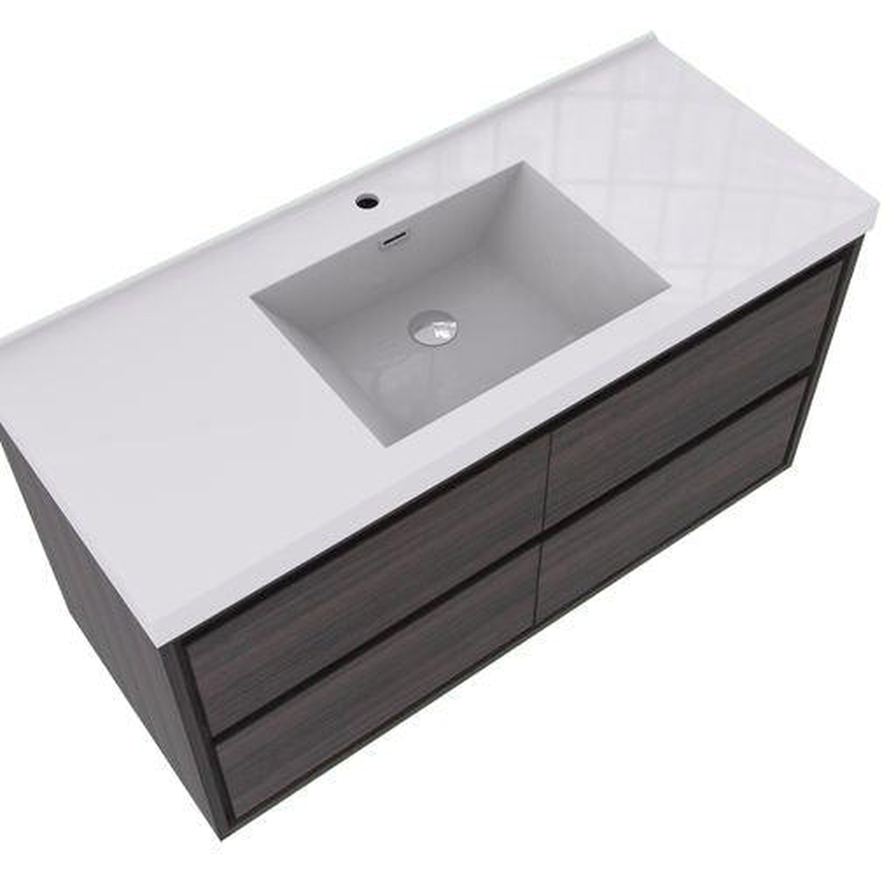Eden 48" Dark Gray Oak Wall-Mounted Modern Vanity With Single Reinforced White Acrylic Sink