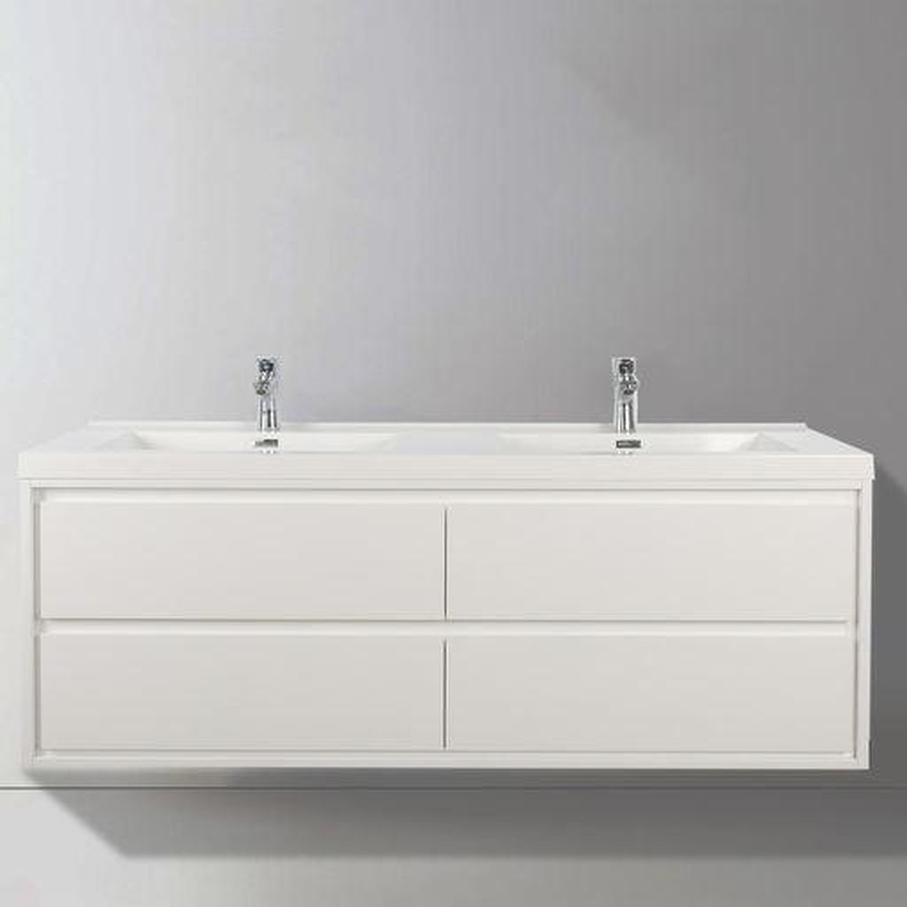 Eden 60" High Gloss White Wall-Mounted Modern Vanity With Double Reinforced White Acrylic Sinks