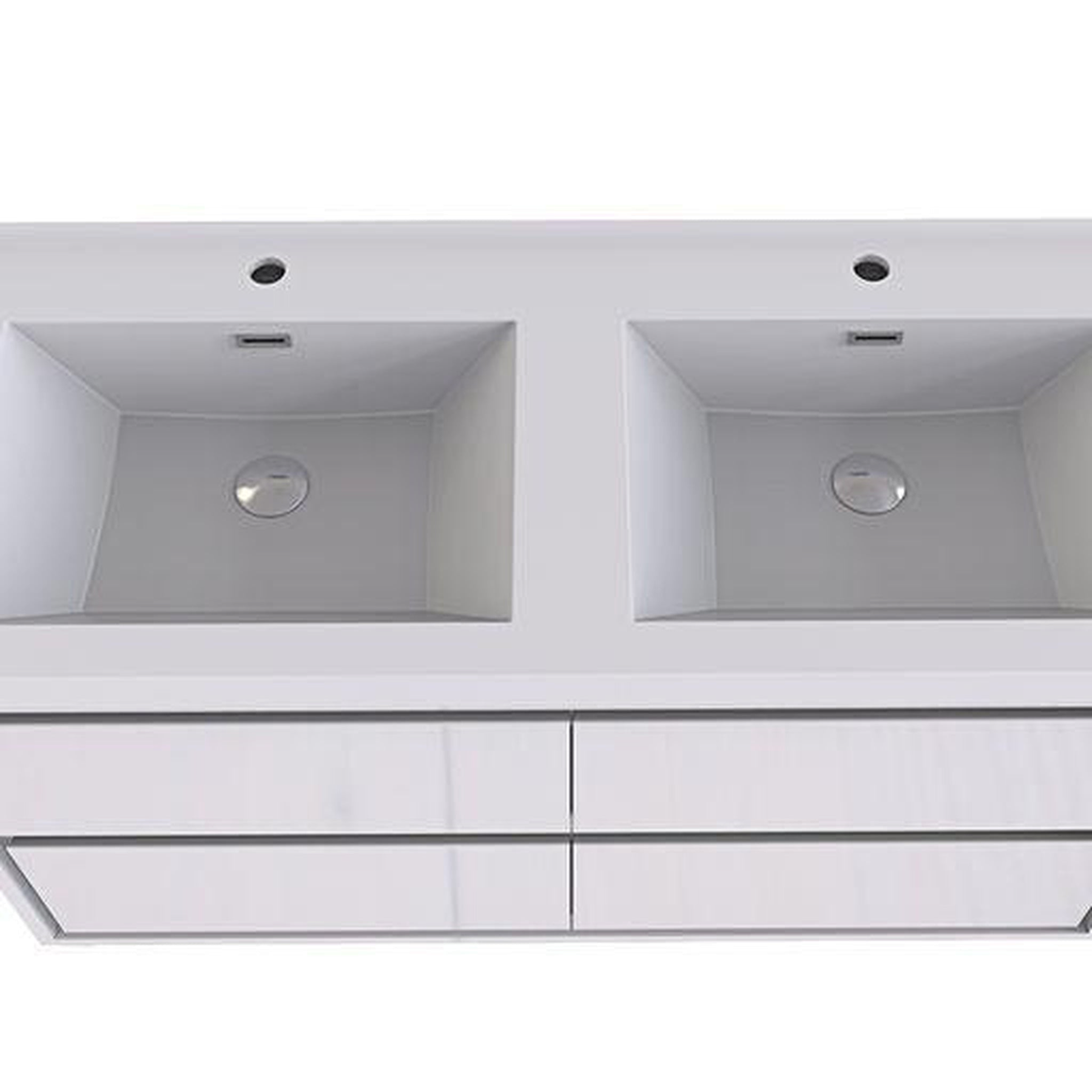 Eden 60" High Gloss White Wall-Mounted Modern Vanity With Double Reinforced White Acrylic Sinks