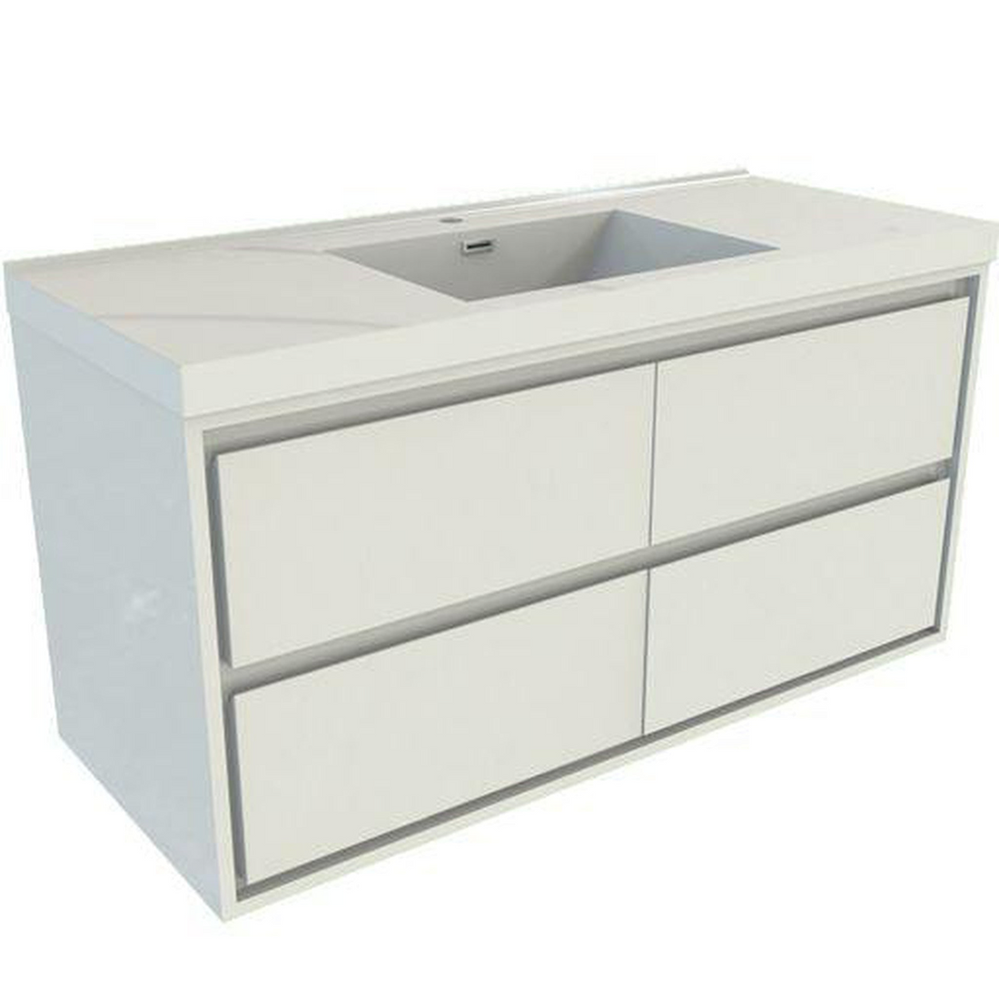 Eden 60" High Gloss White Wall-Mounted Modern Vanity With Single Reinforced White Acrylic Sink