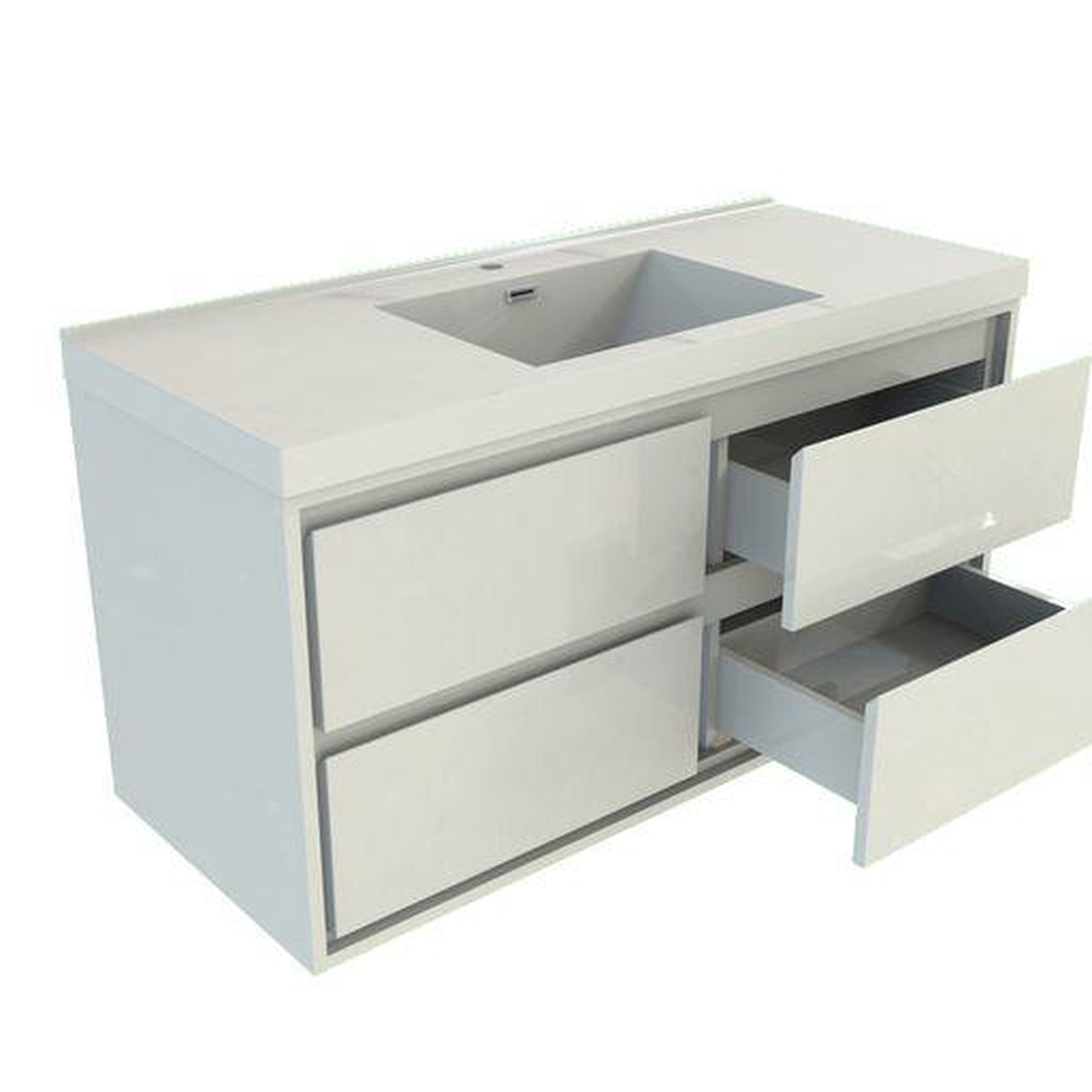 Eden 60" High Gloss White Wall-Mounted Modern Vanity With Single Reinforced White Acrylic Sink