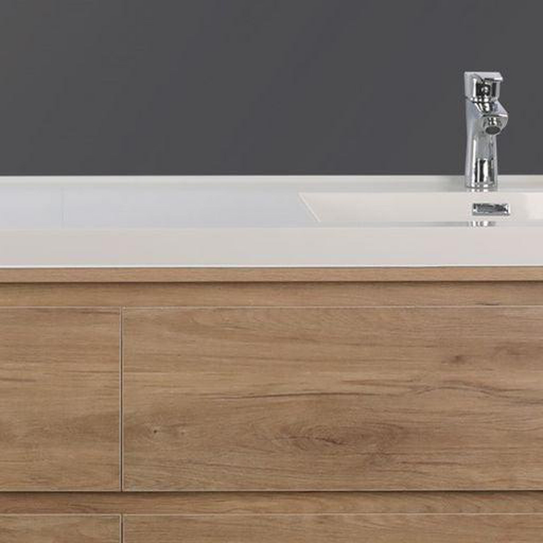 Eden 84" White Oak Wall-Mounted Modern Vanity With Double Reinforced White Acrylic Sinks