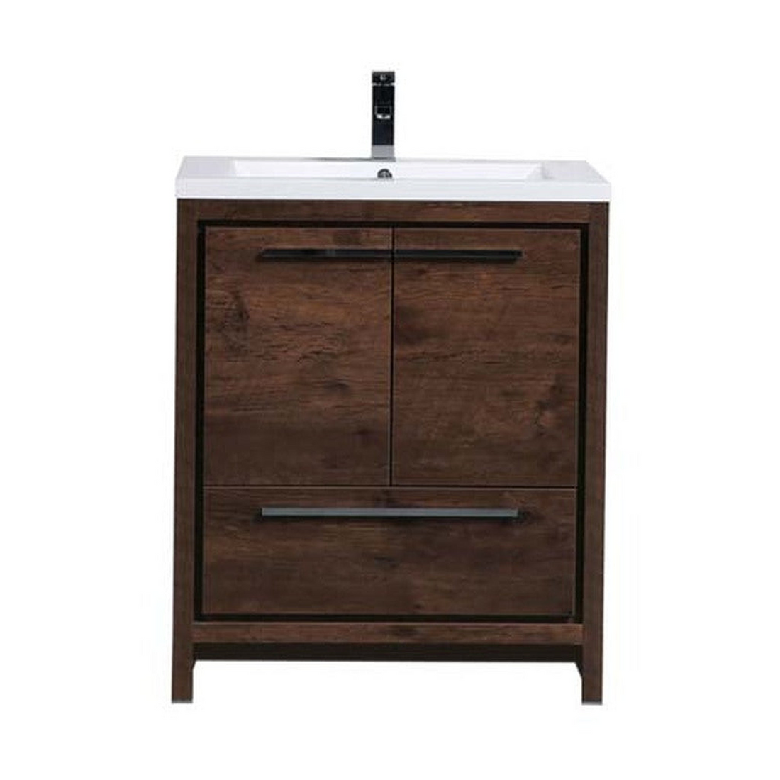 Amara 30" Rosewood Freestanding Vanity With Single Reinforced White Acrylic Sink