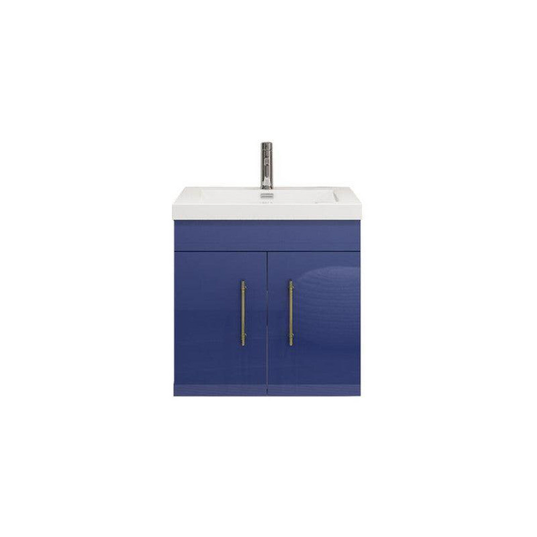 Elara 24" High Gloss Night Blue Wall-Mounted Vanity With Single Reinforced White Acrylic Sink