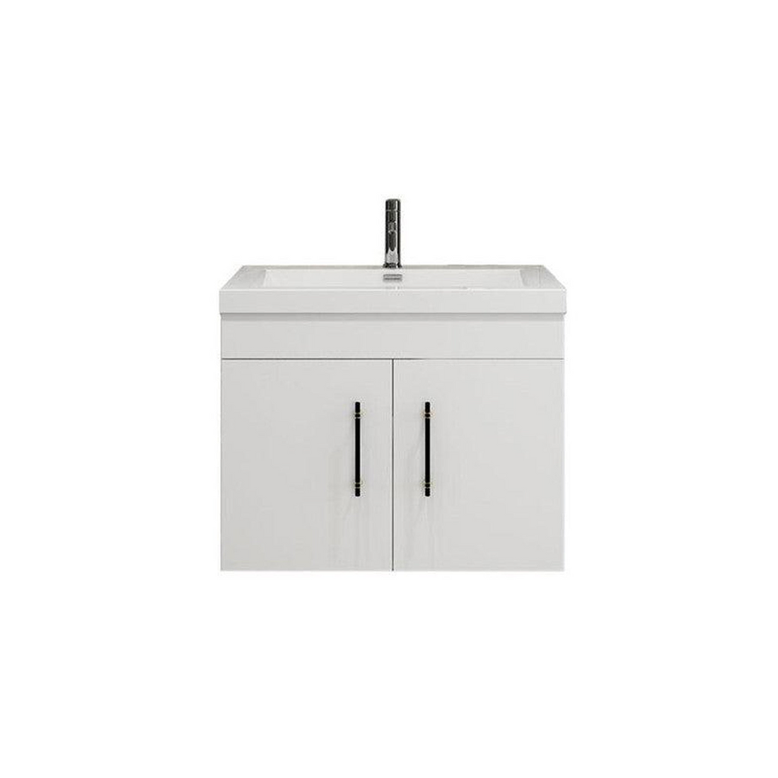 Elara 30" High Gloss White Wall-Mounted Vanity With Single Reinforced White Acrylic Sink