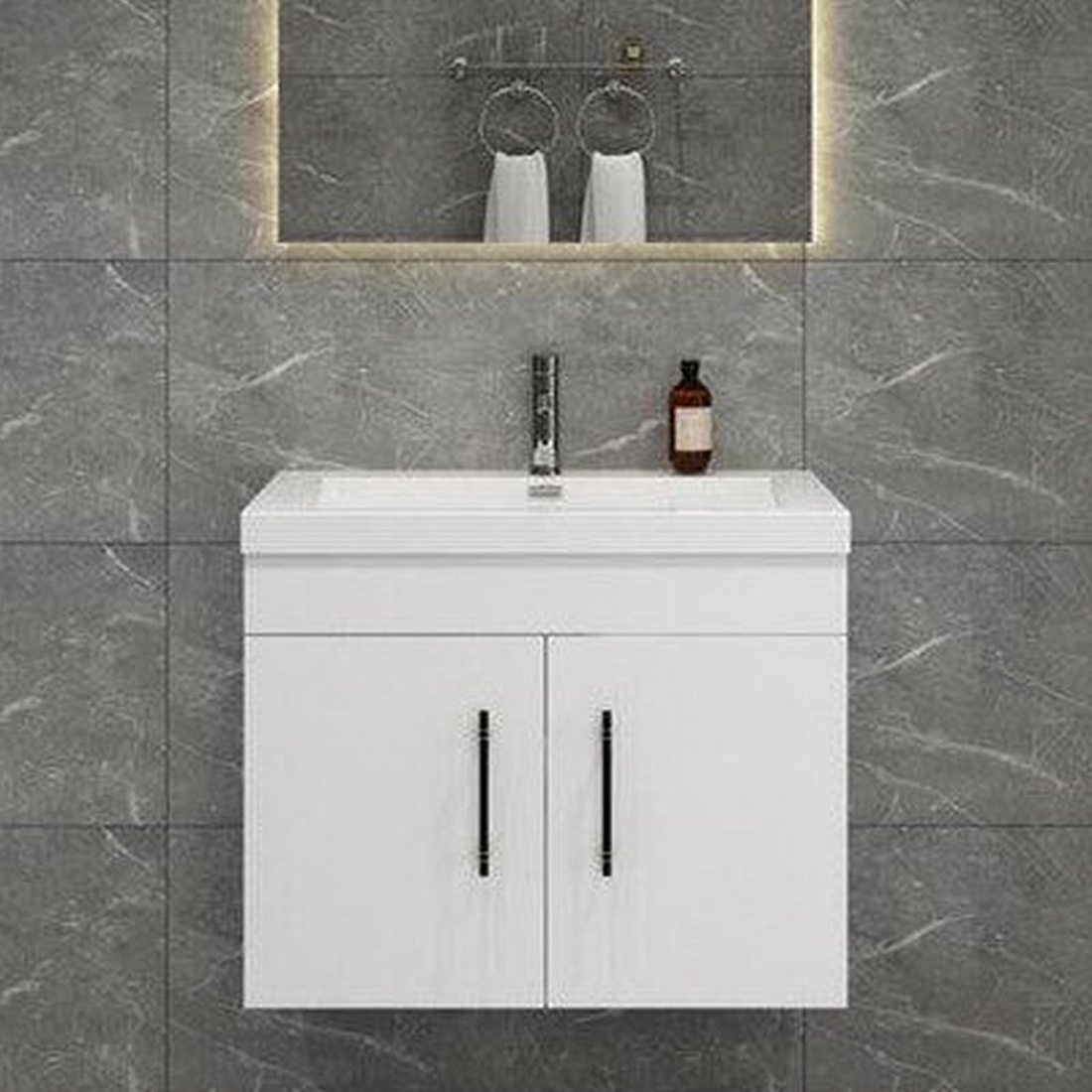 Elara 30" High Gloss White Wall-Mounted Vanity With Single Reinforced White Acrylic Sink