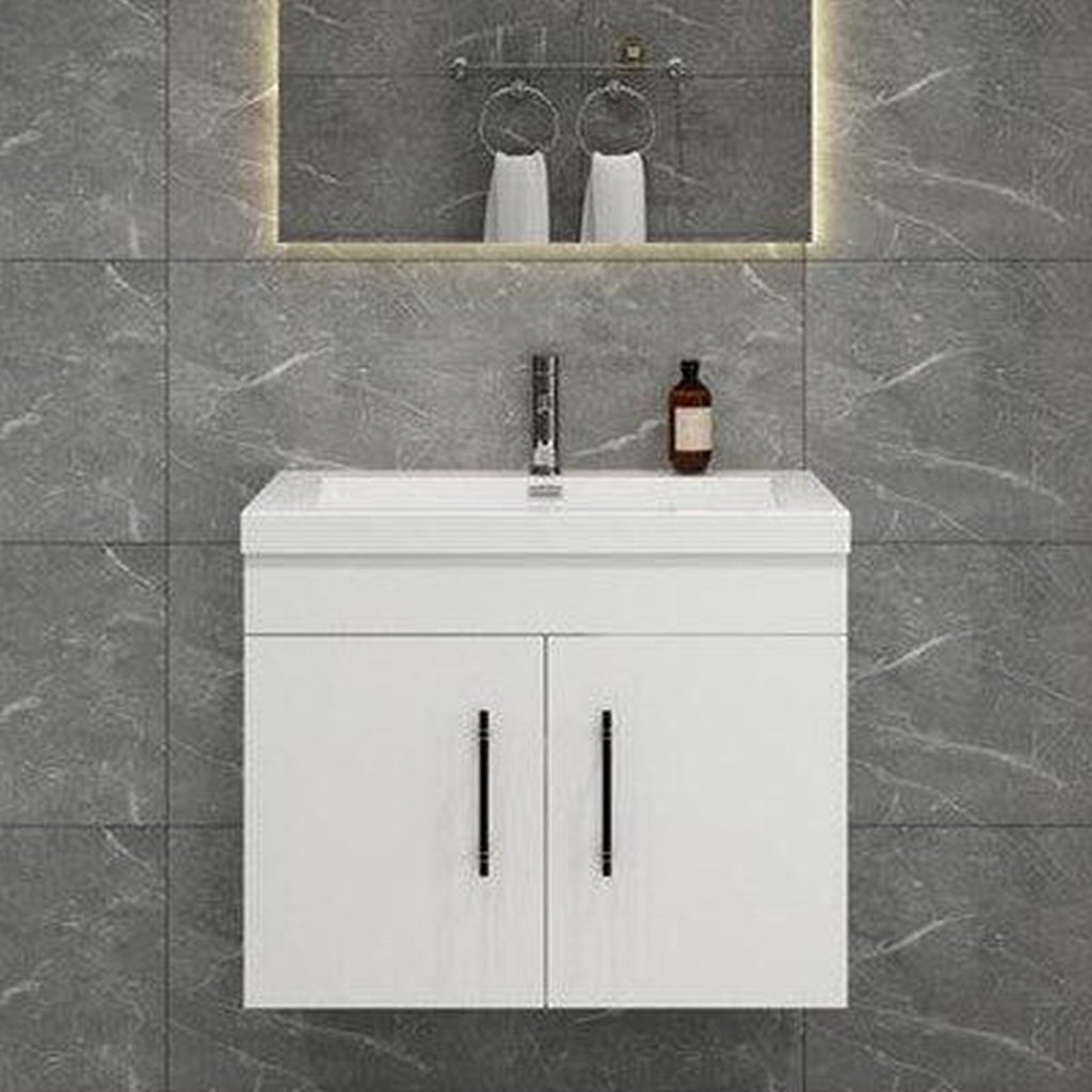 Elara 30" High Gloss White Wall-Mounted Vanity With Single Reinforced White Acrylic Sink