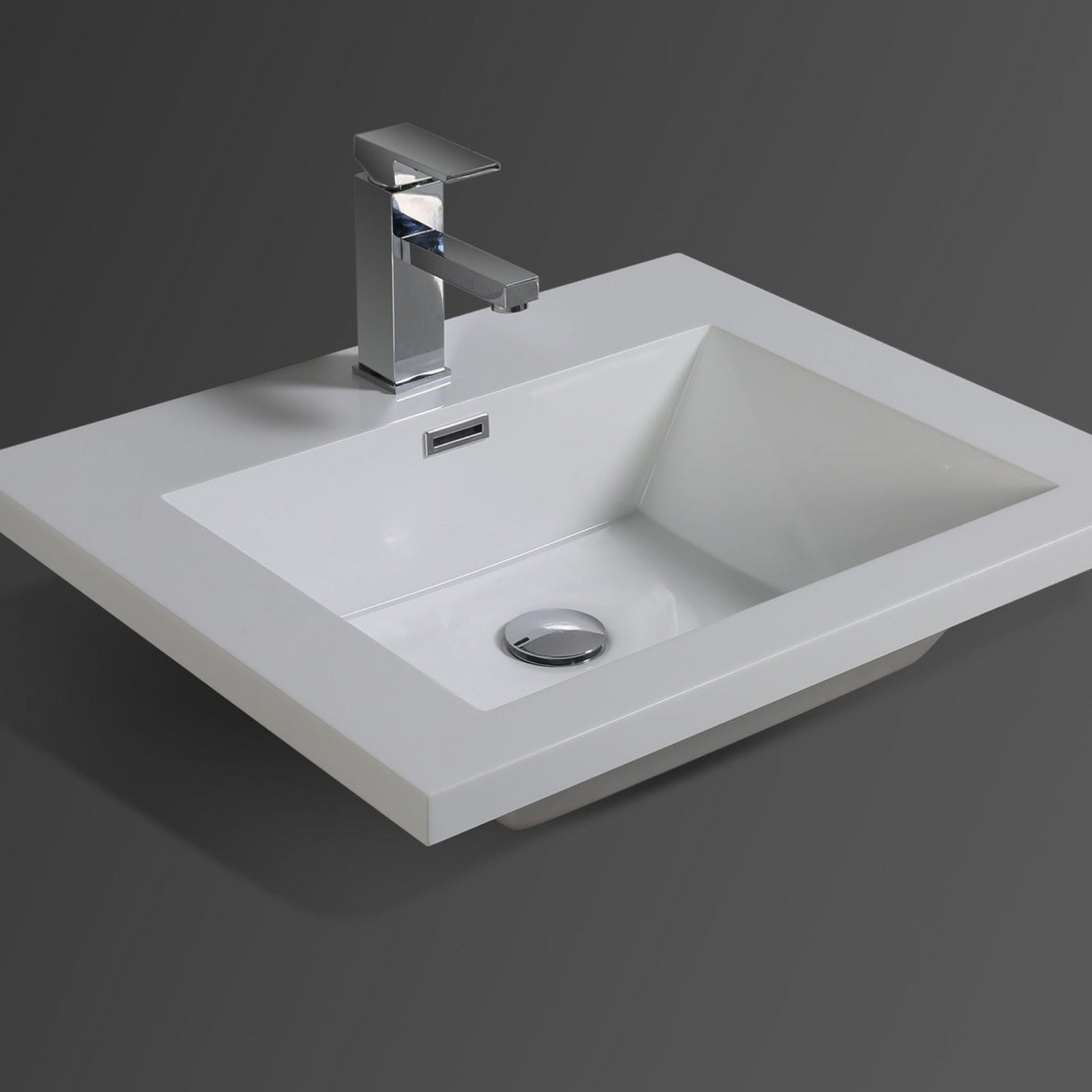 Amara 24" Dark Gray Oak Freestanding Vanity With Single Reinforced White Acrylic Sink