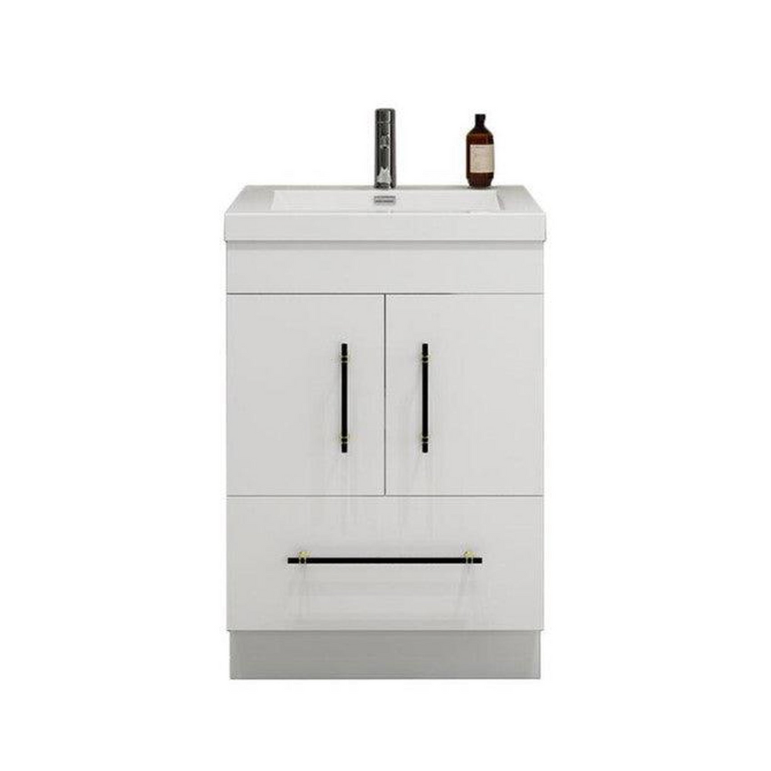Elara 24" High Gloss White Freestanding Vanity With Single Reinforced White Acrylic Sink