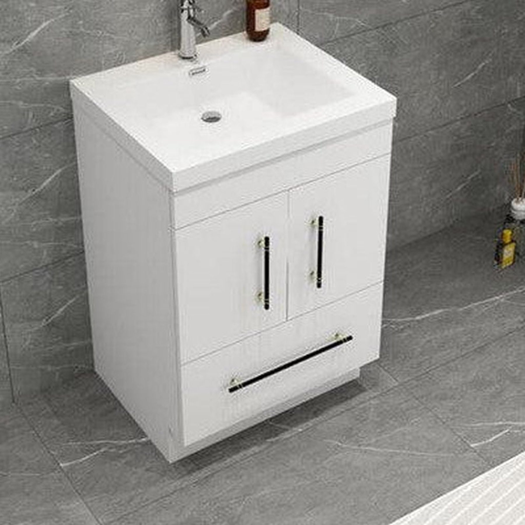Elara 24" High Gloss White Freestanding Vanity With Single Reinforced White Acrylic Sink