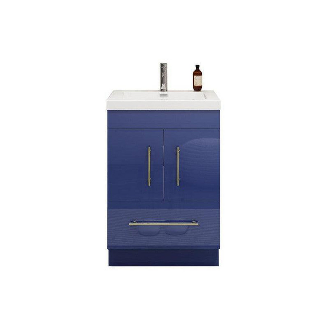 Elara 24" High Gloss Night Blue Freestanding Vanity With Single Reinforced White Acrylic Sink