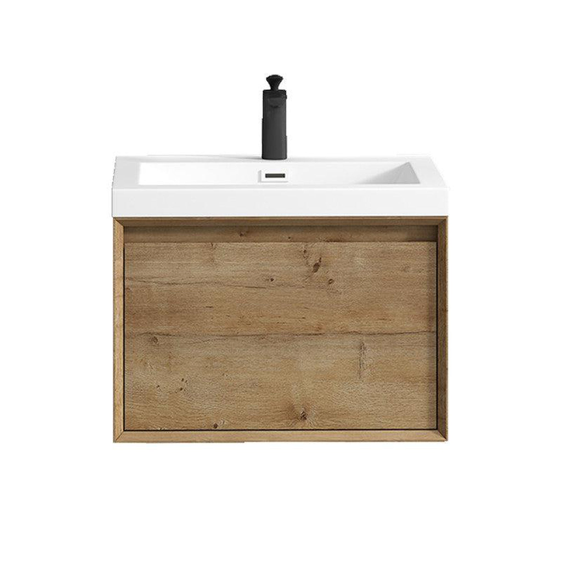 Bellezza 24" White Oak Wall-Mounted Vanity With Single Reinforced White Acrylic Sink